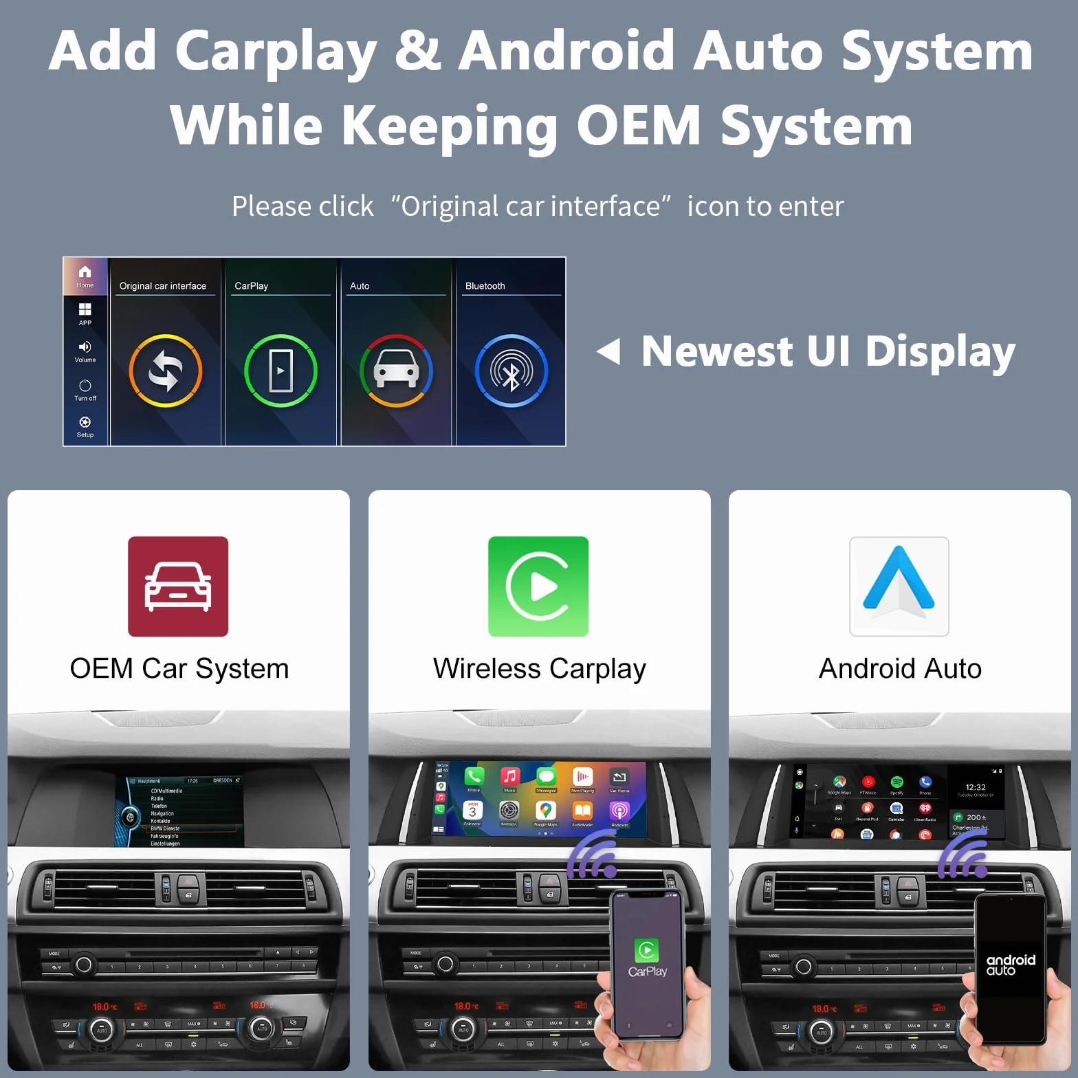 Road Top Radio samochodowe,10,25 cala Ekran dotykowy Carplay dla BMW 5 serii F10/F11 2010-2011 rok z systemem CIC, obsługa bezprzewodowego Carplay/Android Auto/Mirrorlink/Nawigacja