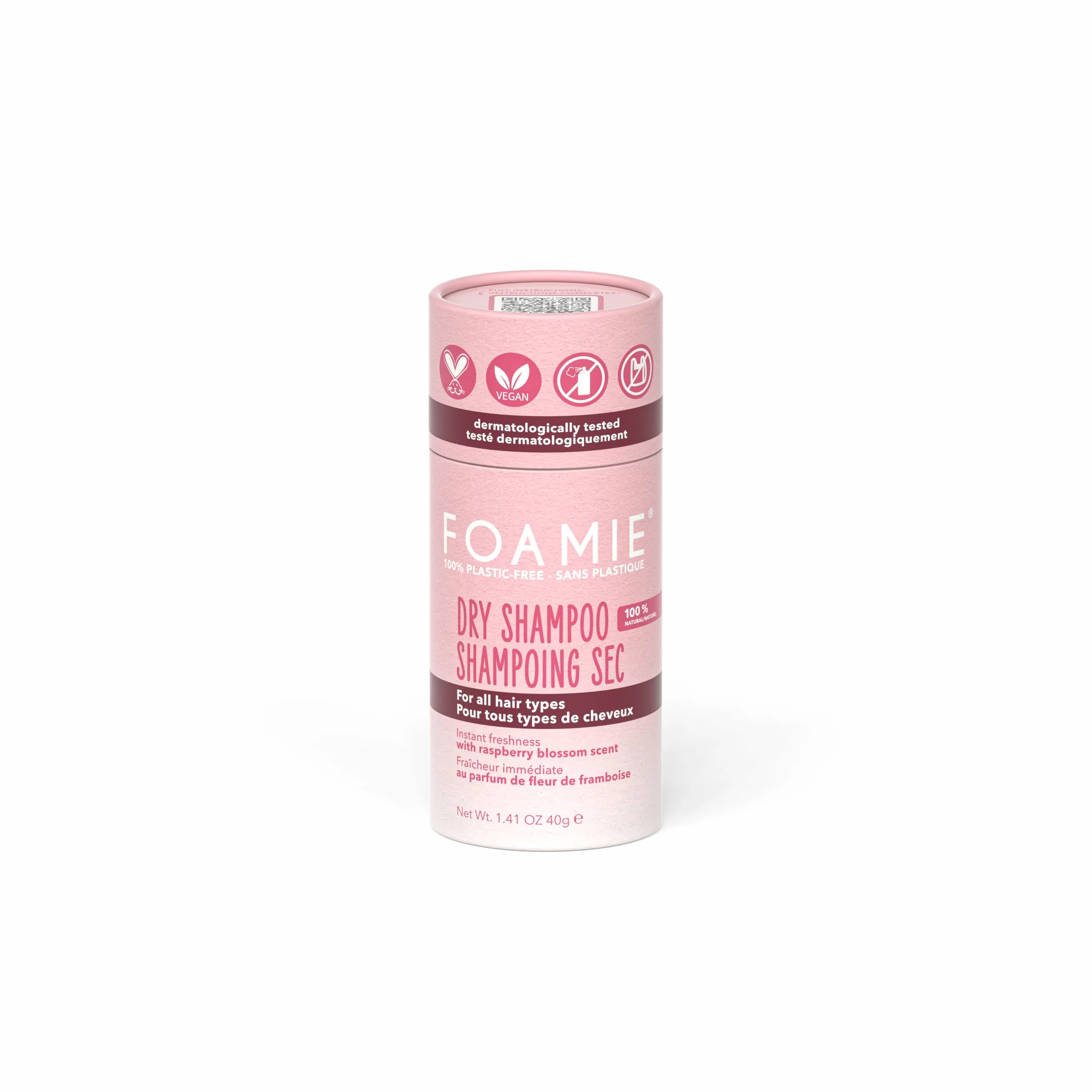 Foamie Berry Fresh suchy szampon w proszku, włosy tłuste i wszelkiego rodzaju, natychmiastowa świeżość i objętość, wegański, 0% plastik, bez pozostałości, dla kobiet, 40 g