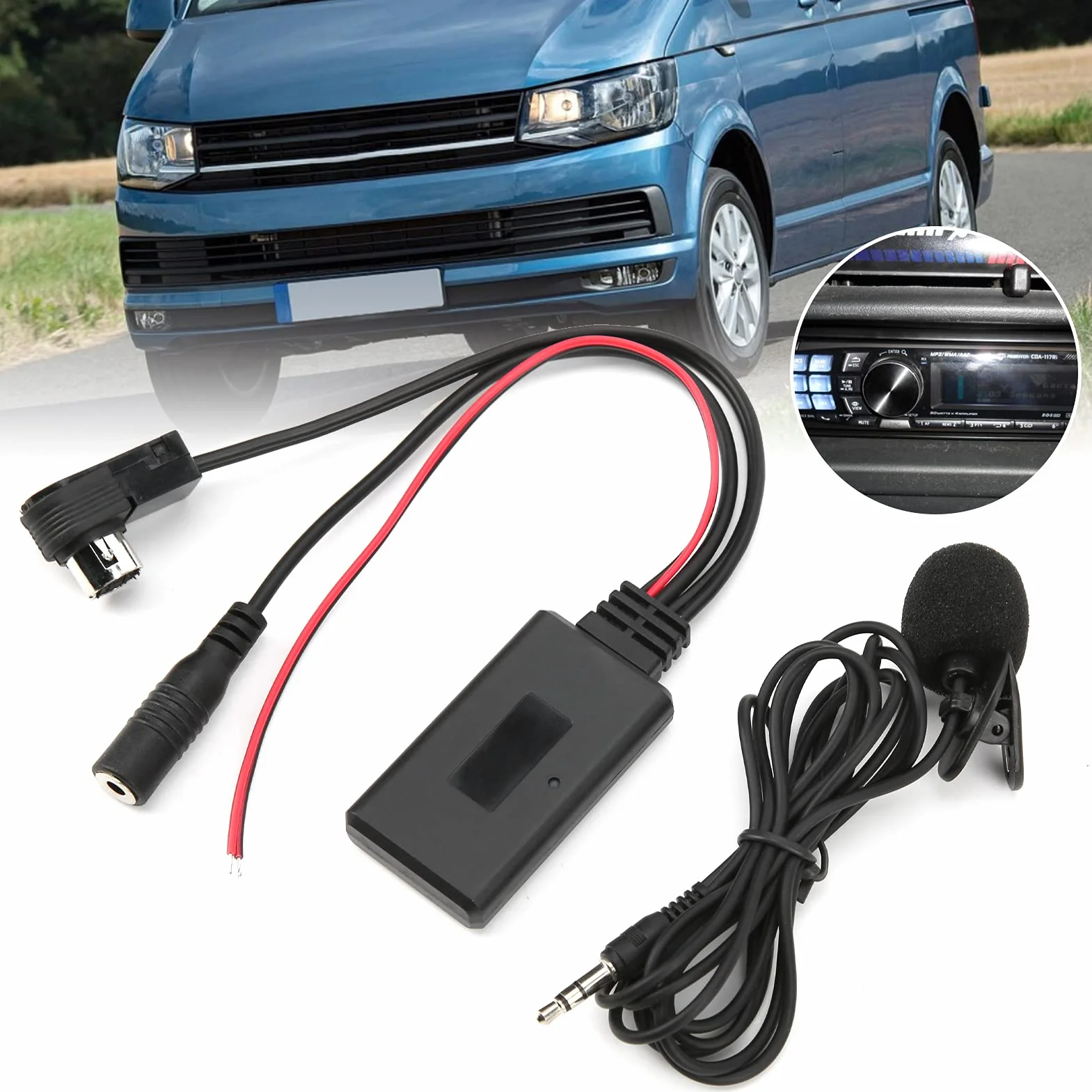 Adapter do Kabla Bluetooth 5.0 AUX Z Zestawem Głośnomówiącym Mikrofonu Kabel Audio Adapter AUX-In Adapter Samochodowy Audio Pasuje dla Alpine CDA-9857 CDA-9886 CDA-117