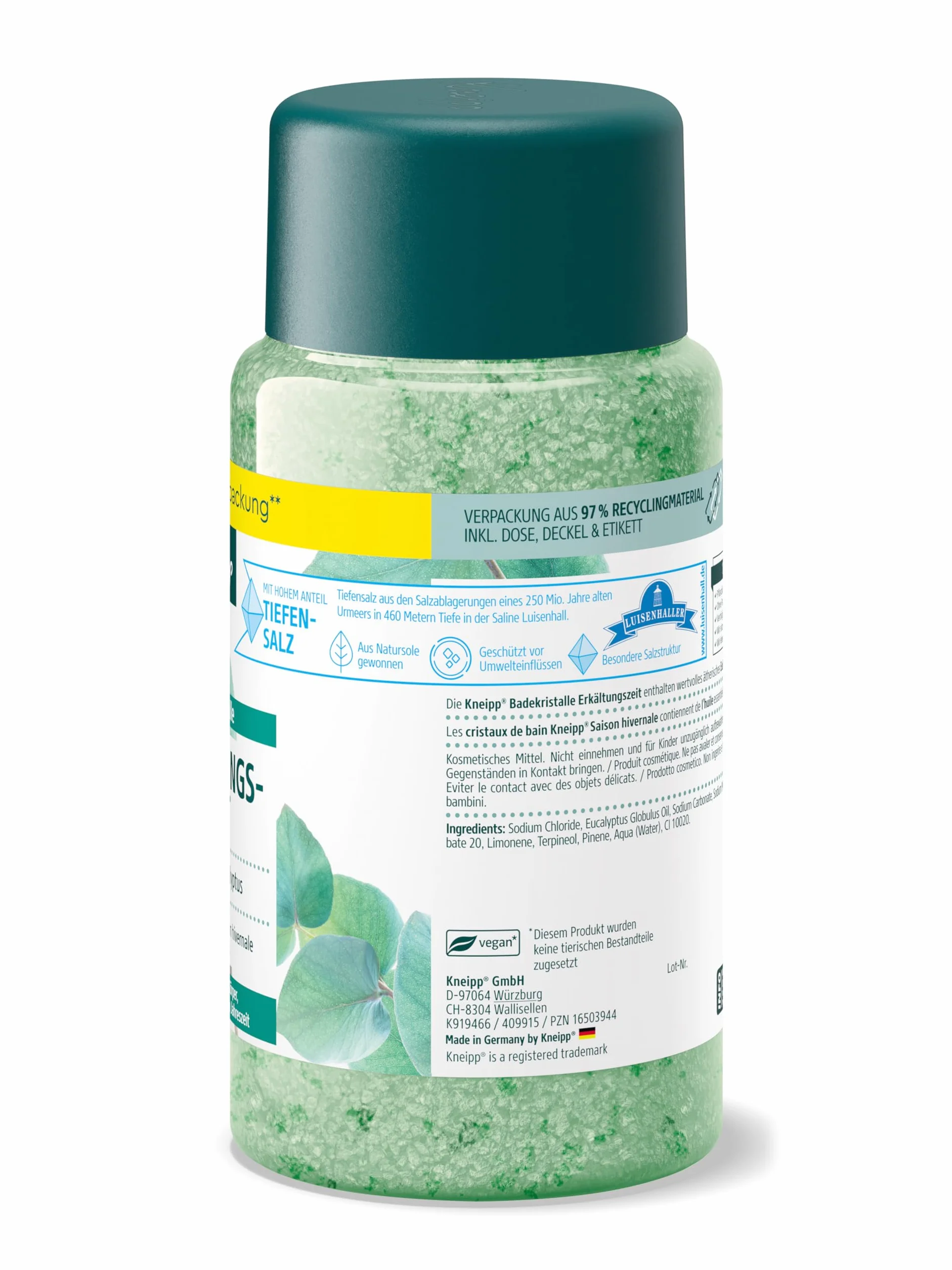Kneipp Eukaliptus Sól do Kąpieli, Zielony, 600 g
