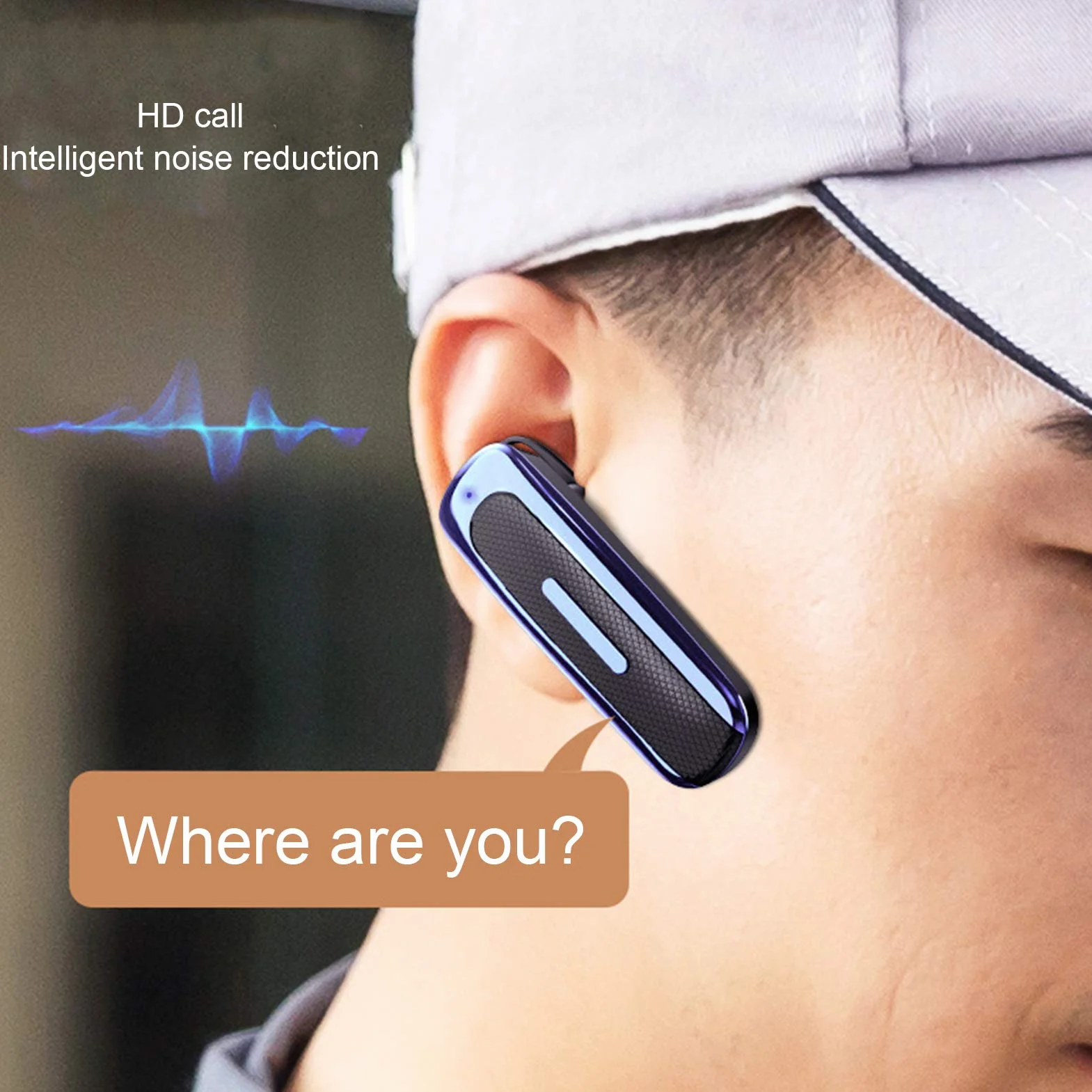 Słuchawka Bluetooth, Bezprzewodowy Zestaw Głośnomówiący Bluetooth z Funkcją Odbierania Jednym Przyciskiem dla Bezpiecznej Jazdy, 50 Godzin Odtwarzania, do Prowadzenia Rozmów(niebieski)