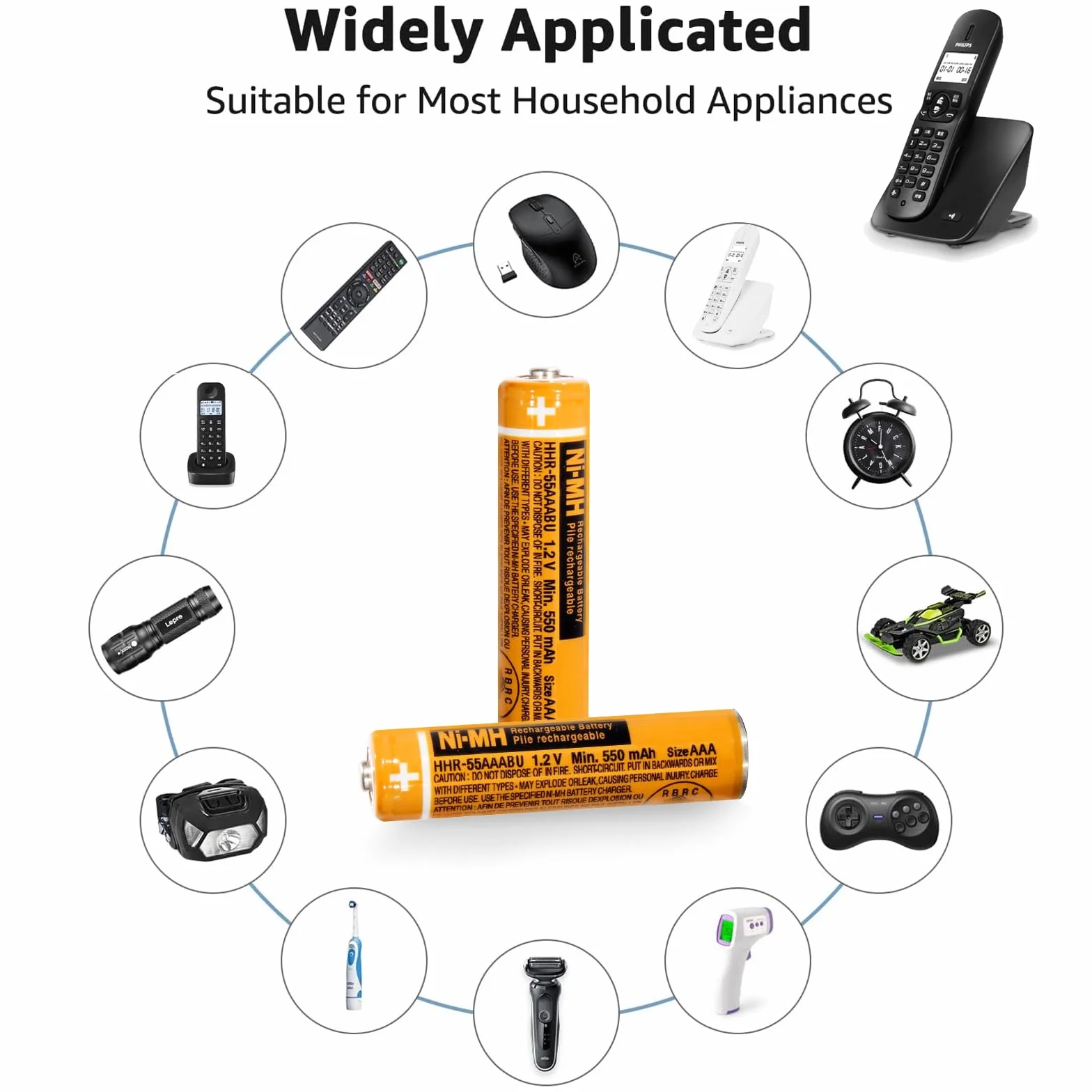Akumulator NI-MH 550 mAh (1,2 V) do telefonów bezprzewodowych Panosonic, baterie AAA do urządzeń mobilnych Gigaset, 4 sztuki