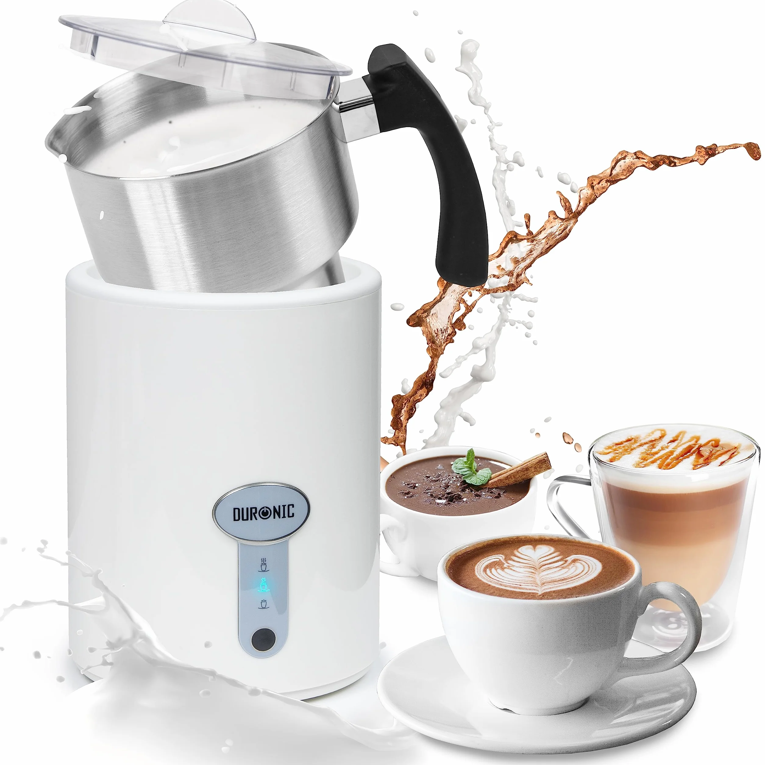 Duronic MF500 WE Automatyczny spieniacz do mleka elektryczny 500W ze stali nierdzewnej 500ml