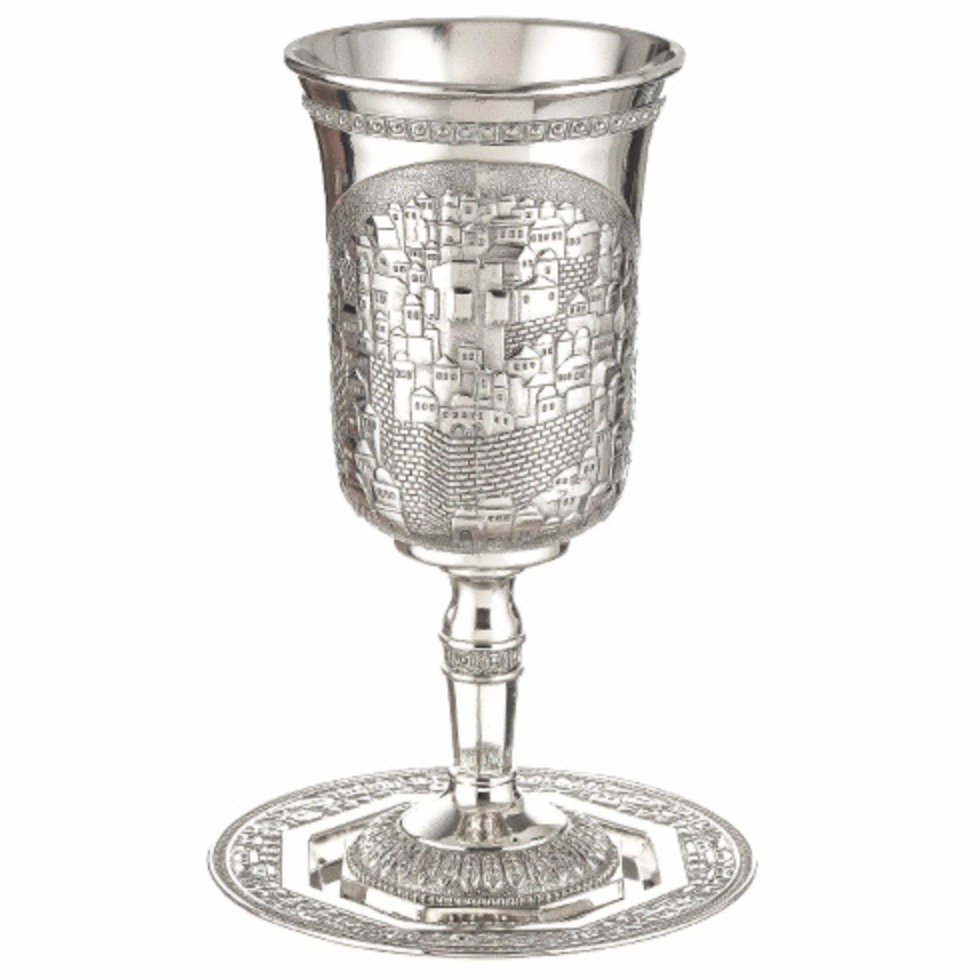 Kiddush kubek na szabat z talerzem posrebrzany długość/wysokość 25 cm XXL nowy