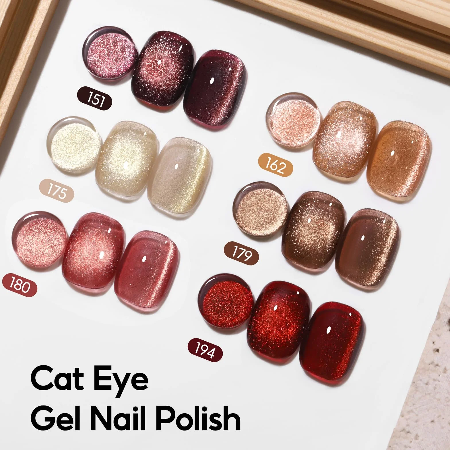 PEACECOLOR 6 sztuk lakieru do paznokci UV Cat Eye czerwony, lakier do paznokci UV z brokatem, żel Cat Eye z magnesem, manicure DIY 10 ml