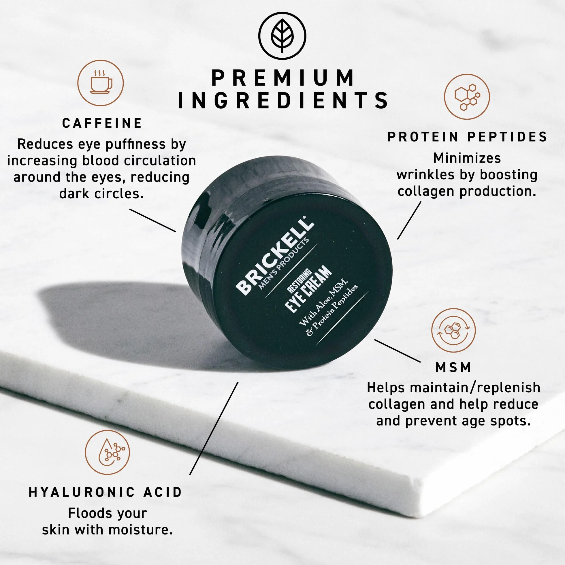 Brickell regenerujący krem pod oczy dla mężczyzn, naturalny i organiczny balsam przeciwstarzeniowy pod oczy do redukcji obrzęków, zmarszczek, cieni pod oczami, kurzych łapek i worków pod oczami, 15 ml