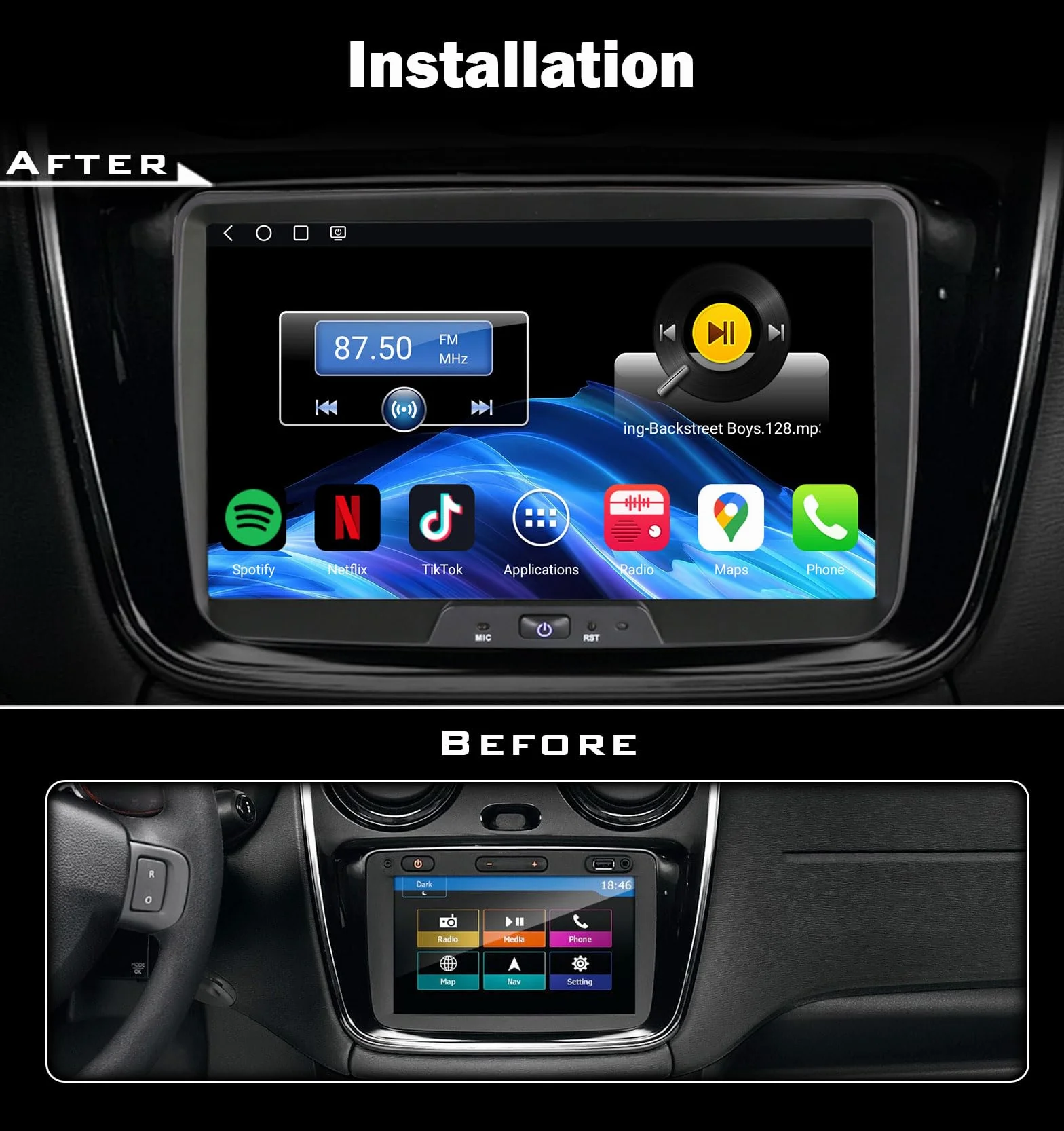 Erisin 8" Qualcomm 8-rdzeniowy 4 GB + 64 GB Android 14 radio samochodowe Bluetooth do Renault Dacia Duster Logan Sandero Dokker Lodgy GPS nawigacja bezprzewodowa CarPlay Android Auto DSP WiFi 4G DAB+