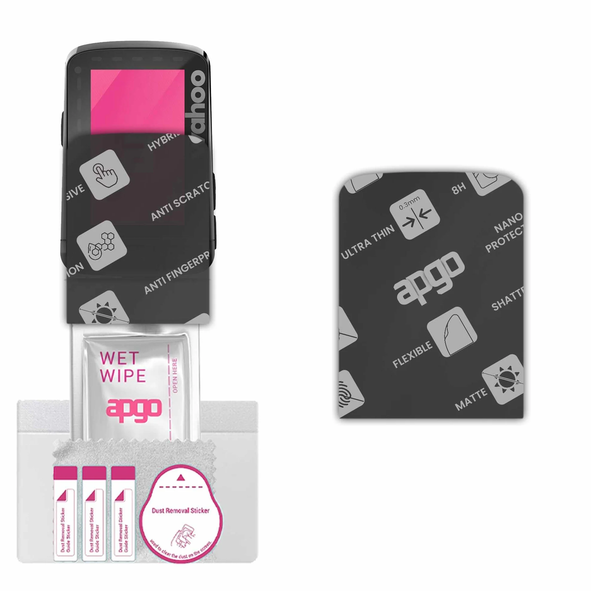 apgo MATTE Hybrid Glass Screen Protector do Wahoo Elemnt Roam GPS V2, szkło hybrydowe MATOWE, zamiennik hartowanego