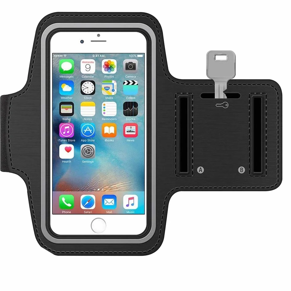 MMOBIEL Sports Arm Band kompatybilny z iPhone/Samsung/Xiaomi/Huawei i więcej - 4,7 cala - Kieszeń telefonu do joggingu i sportu - odporna na refleksję i spawanie - czarny - czarny