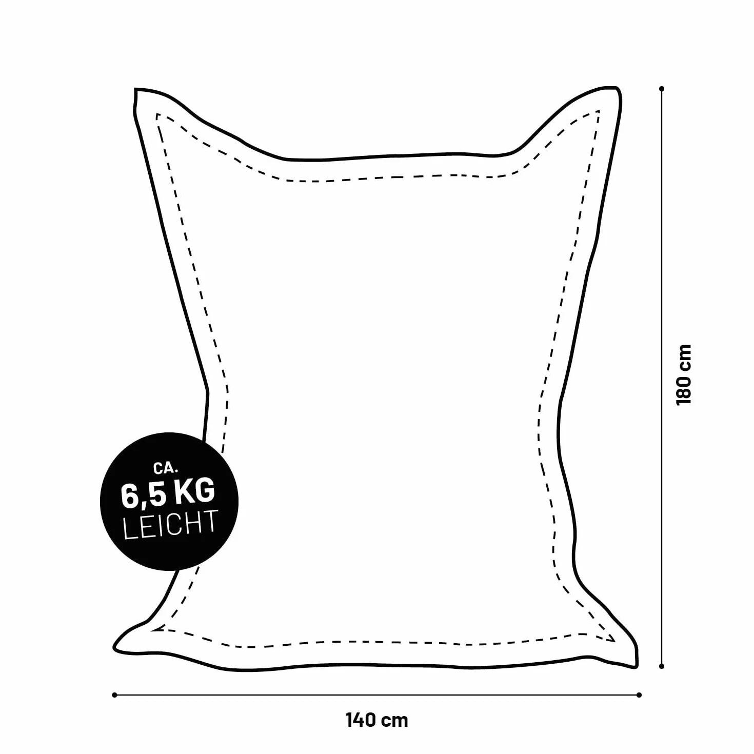 Lumaland Ogromny worek do siedzenia XXL, 140 x 180 cm, wodoodporna, do użytku wewnątrz i na zewnątrz, z ponad 3 milionami elastycznych pereł EPS | Bean Bag z poszewką nadającą się do prania [pastelowa