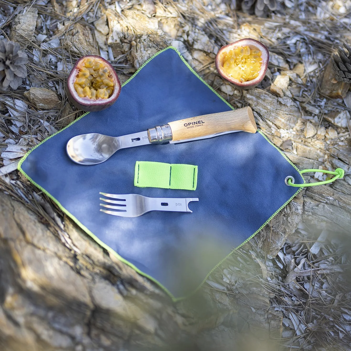 Opinel PICNIC PLUS 3-częściowy zestaw do noża nr 08, widelec i łyżka 10,5 cm