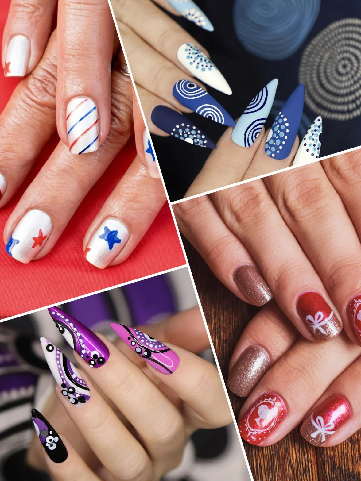 Zestaw 12 piór do paznokci z metalicznym proszkiem 3D, Kalolary Nail Point Graffiti Dotting Pen Drawing Painting Liner Brush do wykonywania zdobień i malowania paznokci w stylu DIY. Narzędzia do manicure i zdobienia paznokci (C)
