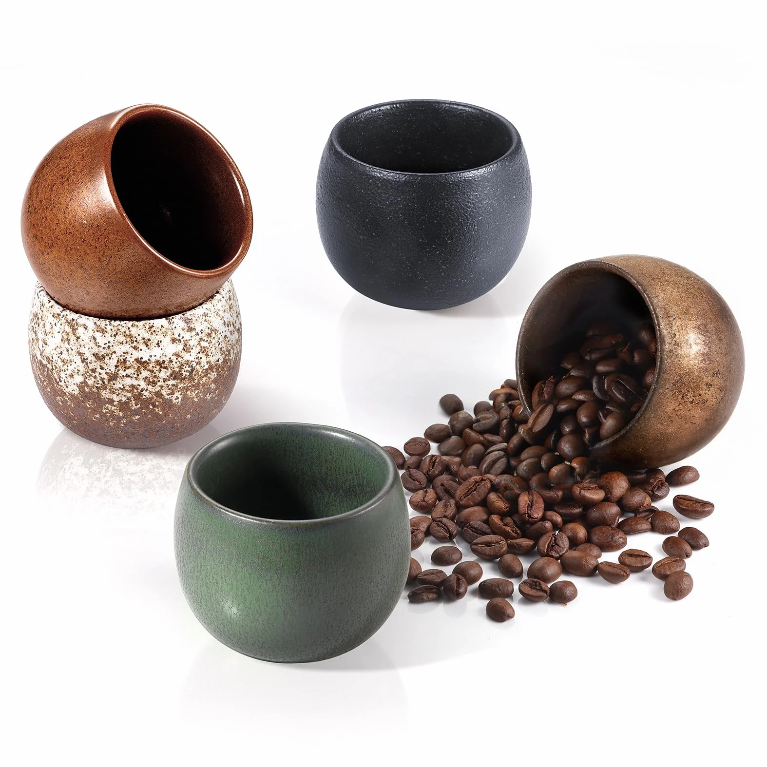 ecooe Filiżanki do espresso z kamionki 90 ml zestaw 5 sztuk