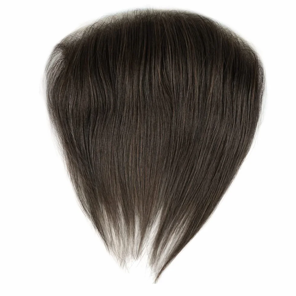 Lordhair Tupecik do wyrównania linii włosów, dla mężczyzn,, treska z przodu, tupecik w kształcie litery V, 100% naturalnych ludzkich włosów z cienką skórą PU zakrywającą męską łysinę