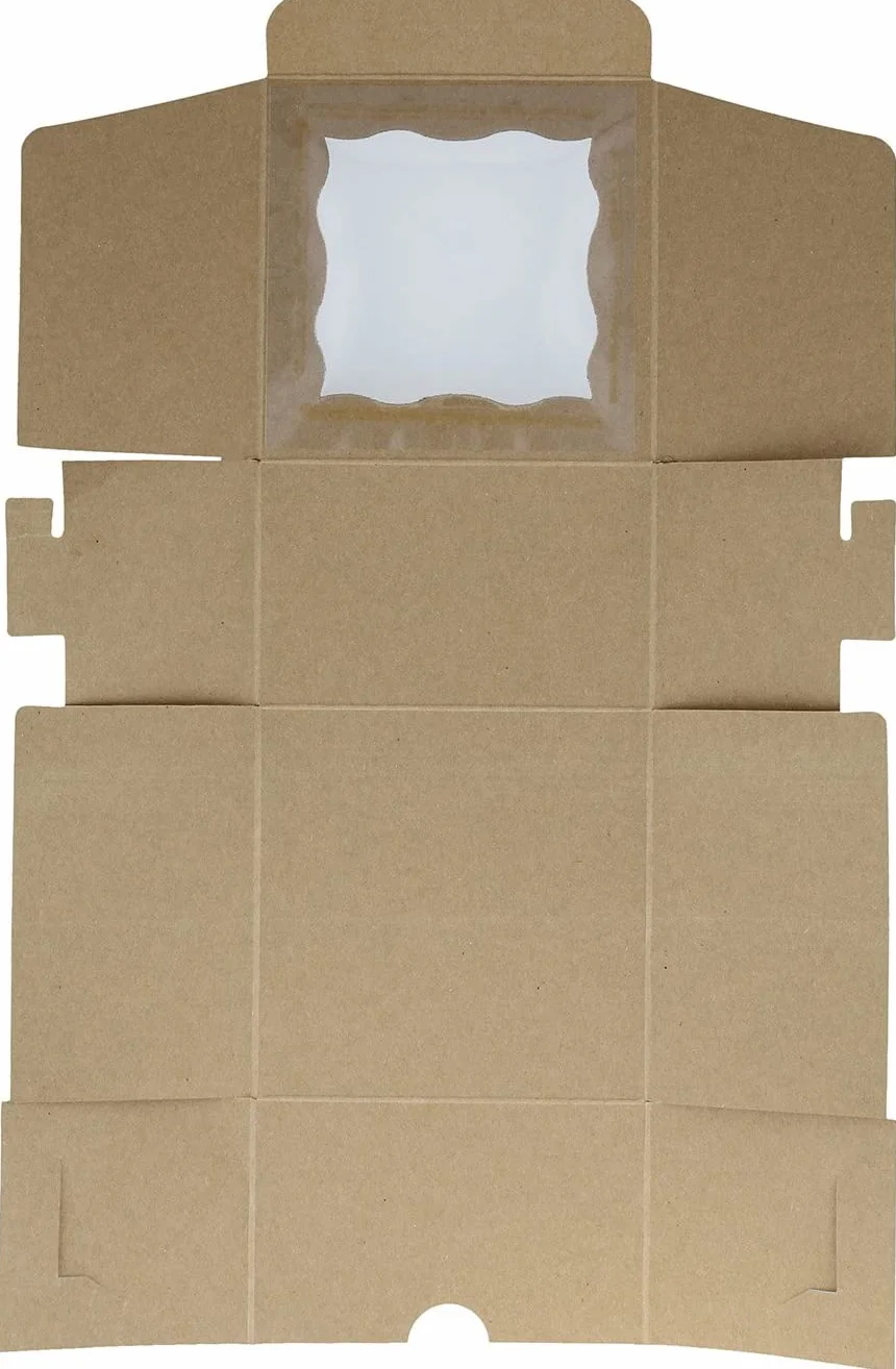 Pudełka na prezenty z papieru kraftowego z okienkiem 24 szt. 10,2 x 10,2 x 6,7 cm