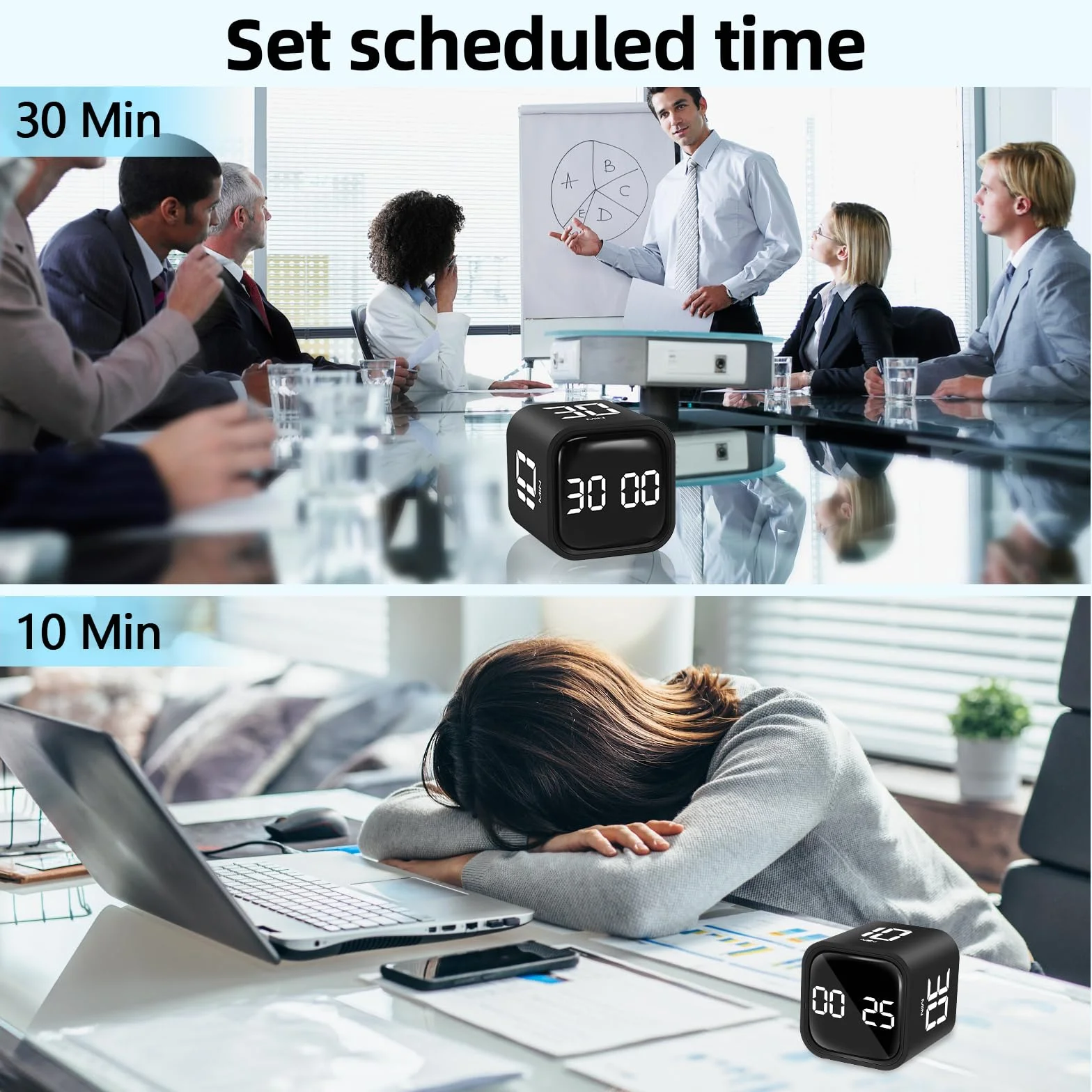 Farerkass Pomidor Cyfrowy Timer Cube Studio Timer 5-10-30-60 Minut Używany w Biurze, Gabinecie, Dzieciach, Kuchni i Cwiczeniach