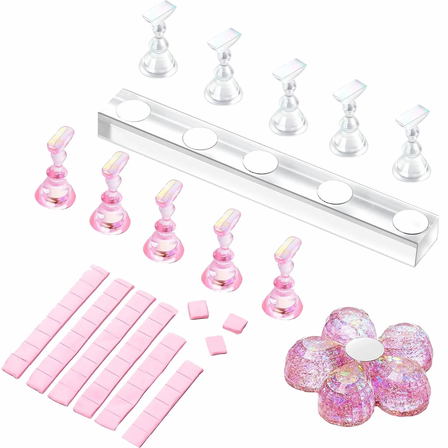 Nail Stand, Magnetic Nail Rack, False Nails Display, Acrylic Organizer for Naill Art Designs Practice Photography and Salon Use, Lightweight Portable Stand for Women Girls Enthusiasts