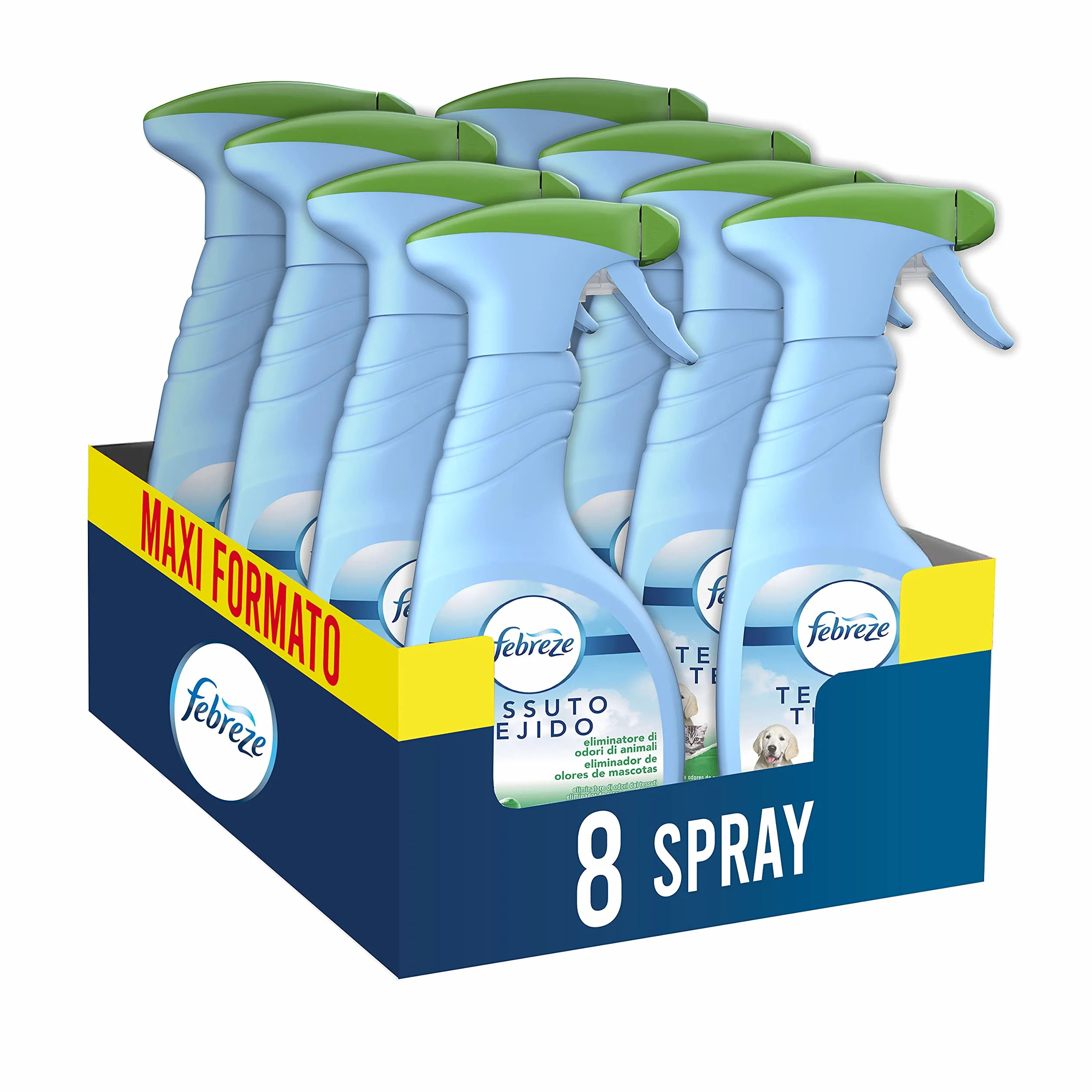 Febreze Spray odświeżacz powietrza 8 x 500 ml Maxi format eliminuje silne zapachy