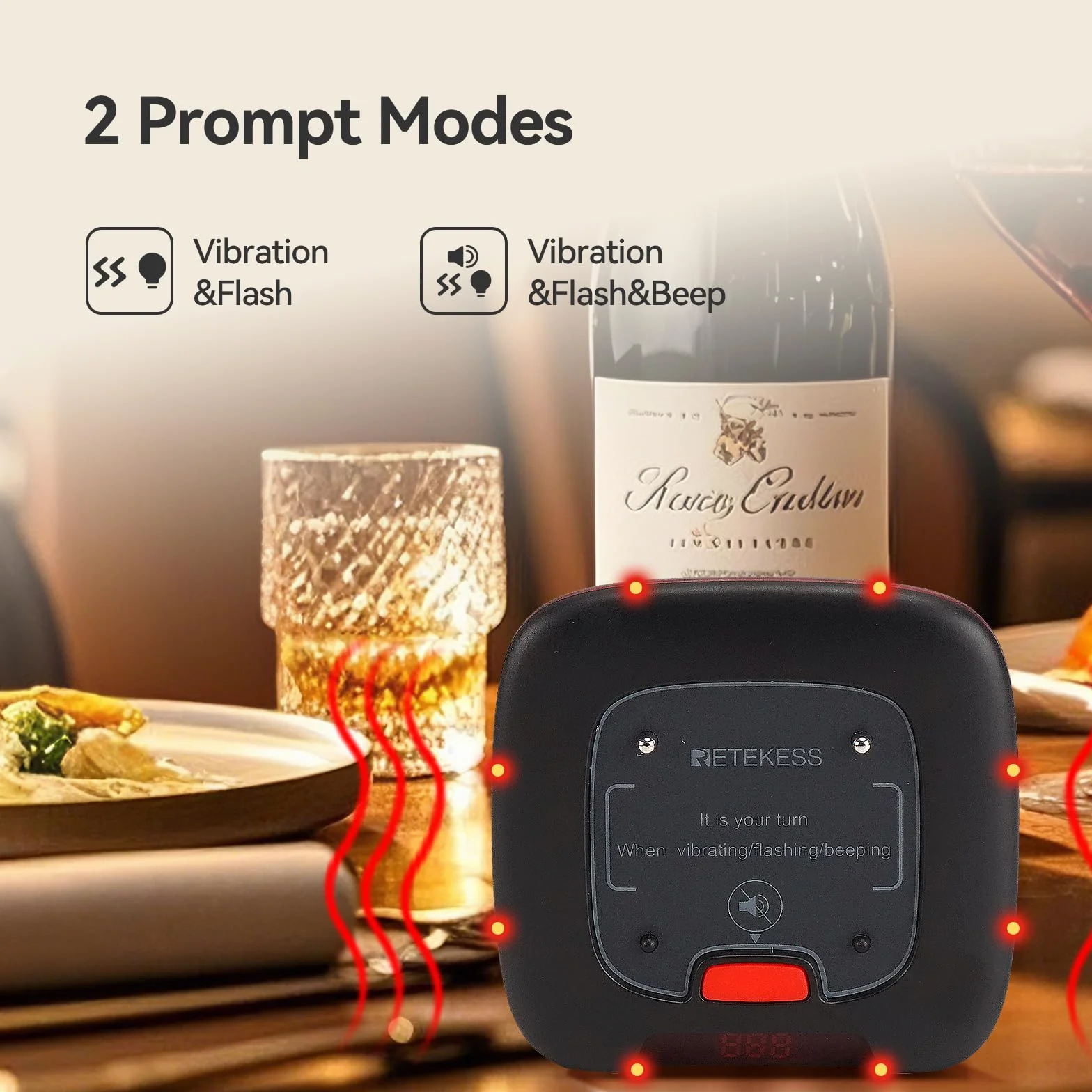 Retekess TD183 Bezprzewodowy System Przywoławczy, Pager z Podwójnym ładowaniem, Pager 30H 300mAh, FSK Long Distance 800M, Buzzer Pagera, Zapytanie o Historię Połączeń, Szpital, Logistyka