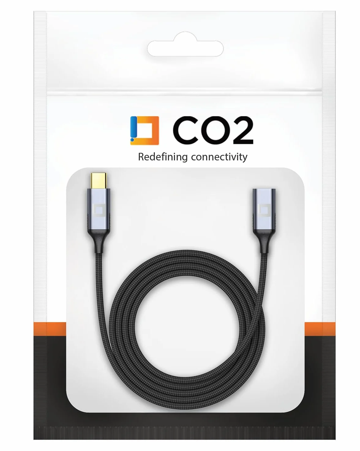 CO2 Kabel przedłużacz USB-C Thunderbolt 3.0, Ultra szybka transmisja danych 20 Gb/s, Obsługuje 4K/60 Hz, Szybkie Ładowanie 100W, Aluminium Space Grey, Kompatybilny z iPhone, MacBook, iPad Pro (2m)