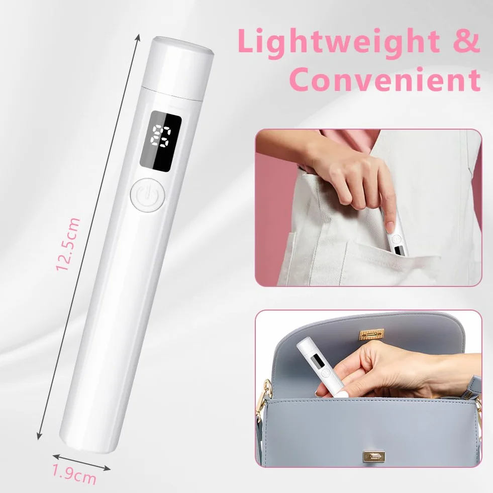 URAQT Lampa żelowa UV do paznokci, przenośna mini lampa UV LED do paznokci z akumulatorem USB, suszarka do paznokci, salon suszarka do paznokci idealna do wszystkich żeli, A