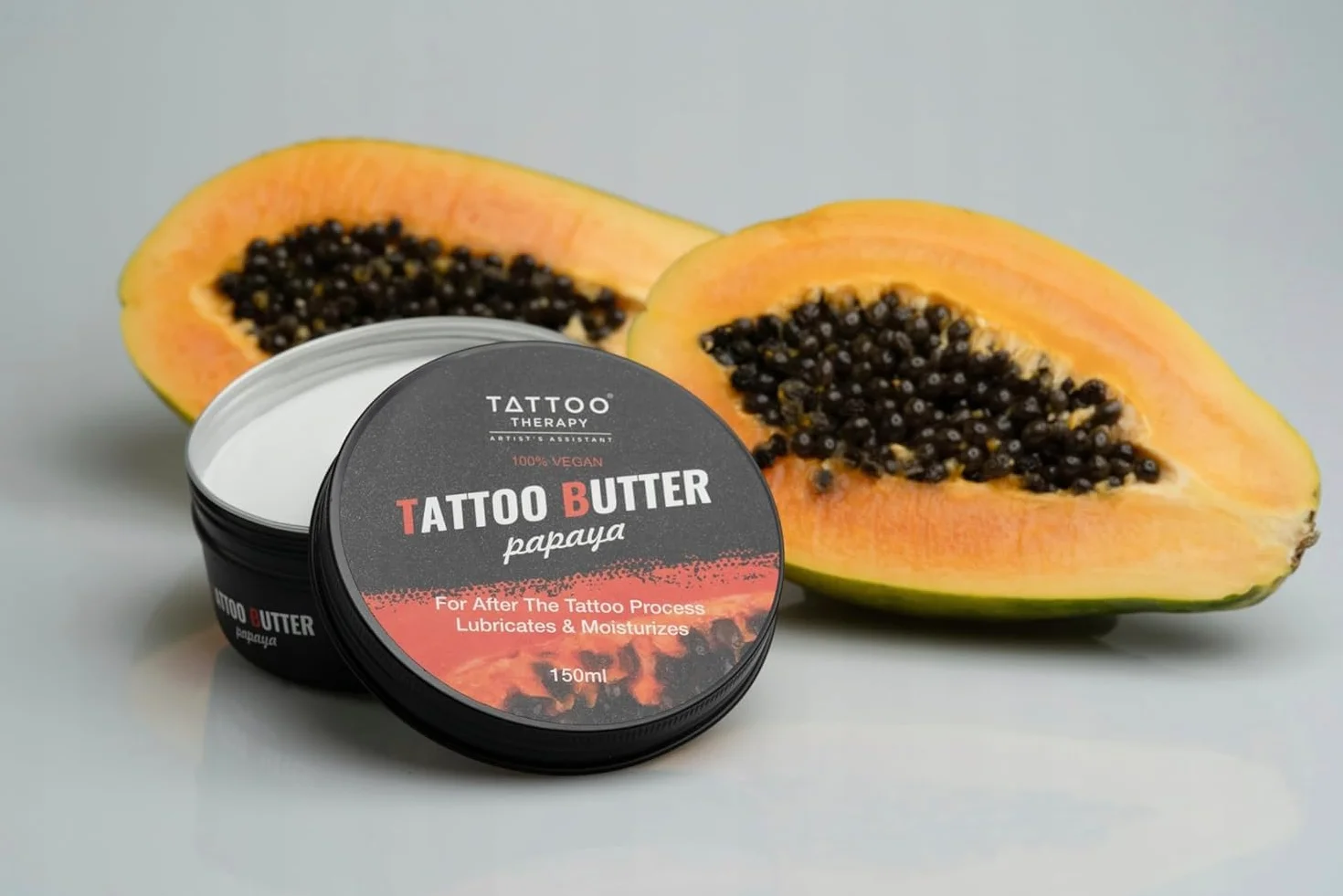 Tattoo Therapy ® - Masło do tatuażu Papaya 150 ml – 100% naturalne, hipoalergiczne masło krem do tatuażu – Wegańskie masło do pielęgnacji tatuażu