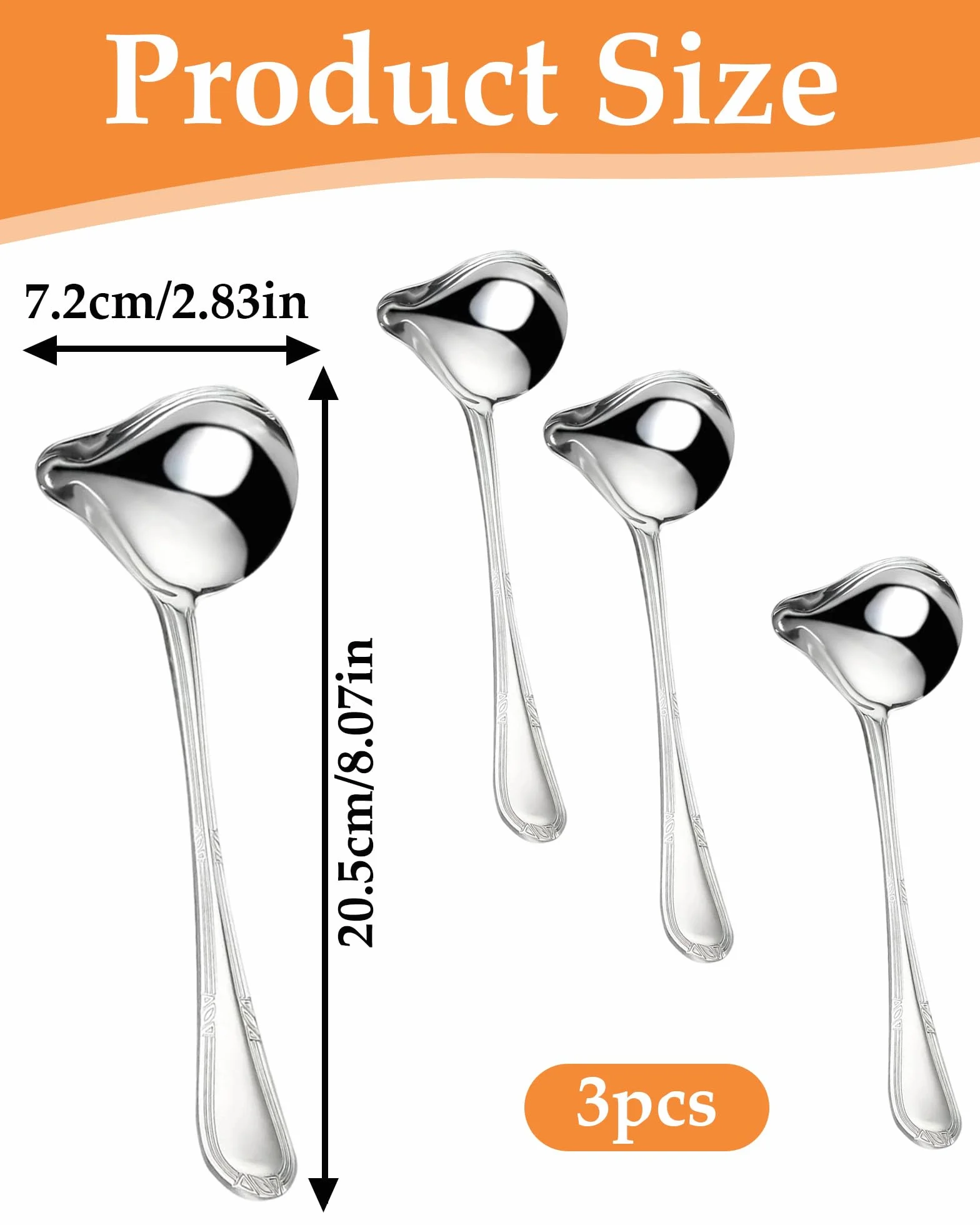 Srebrna chochla do sosów ze stali nierdzewnej 20 cm łyżka do sosów