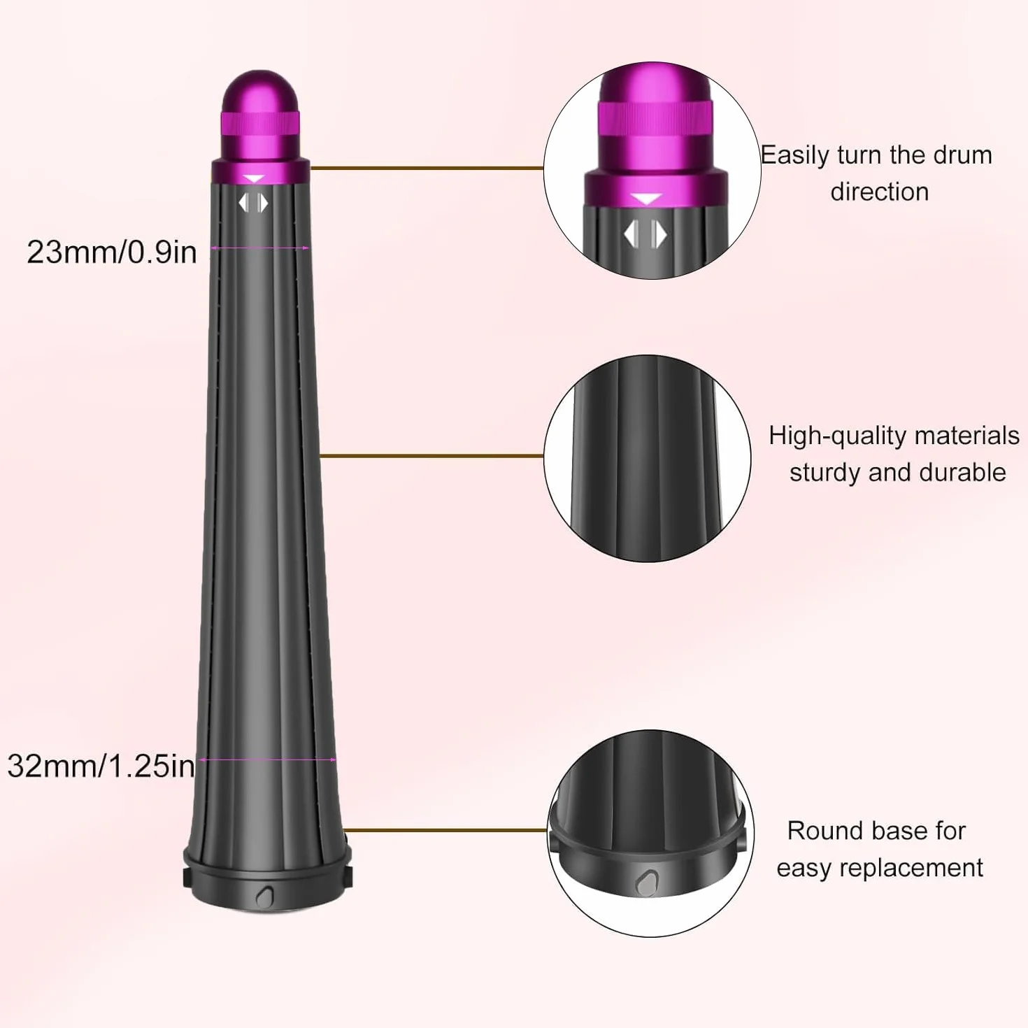 Długa lokówka stożkowa do włosów do Dyson Airwrap HS01 HS05, stożkowe lokówki 20mm-36mm/0,78-1,4 cala, samoczynne lokówki do włosów, złote