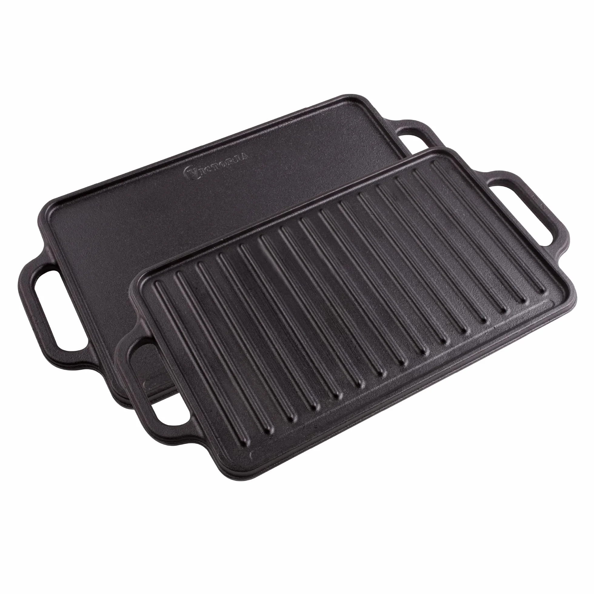 VICTORIA Żelazko do gotowania żeliwne emaliowane podwójne odwracalne grille 33 x 21 cm