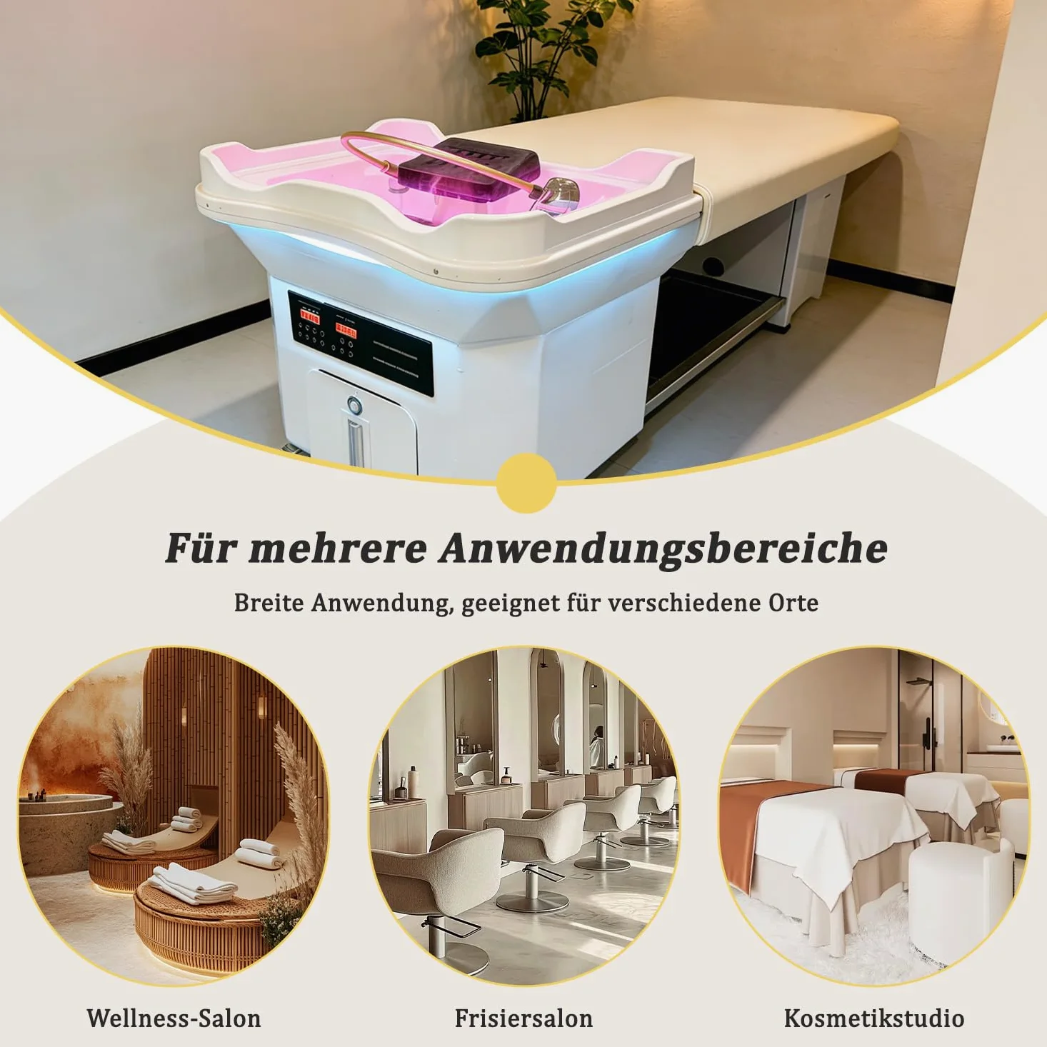 head spa umywalka, japońskie wyposażenie spa, mobilny szampon ze zbiornikiem na wodę 60 l, 4 uniwersalne kółka, miska do szamponu, kolor biały