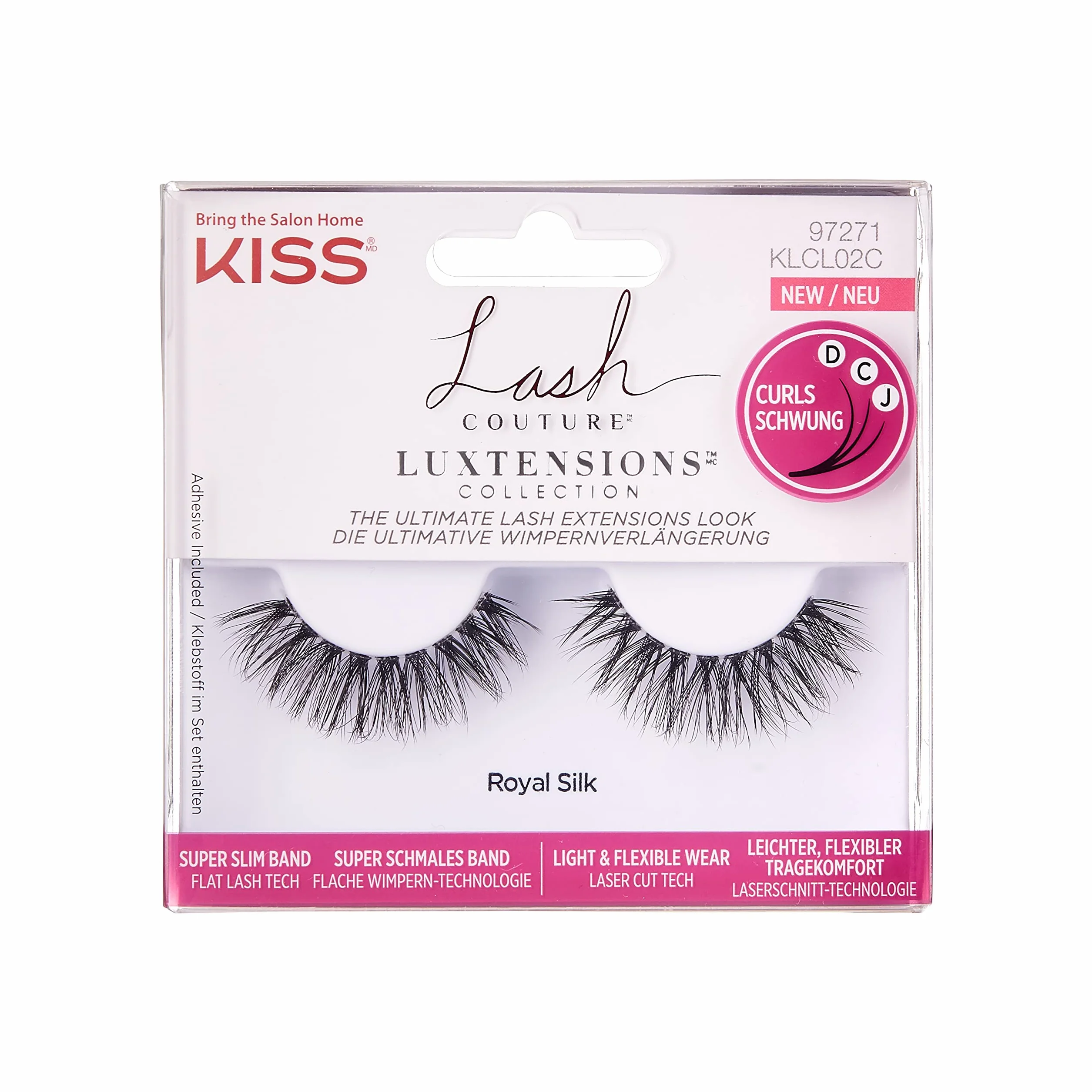 KISS sztuczne rzęsy Lash Couture LuXtensions -Royal Silk, 1 para rzęs, 1 klej 1g