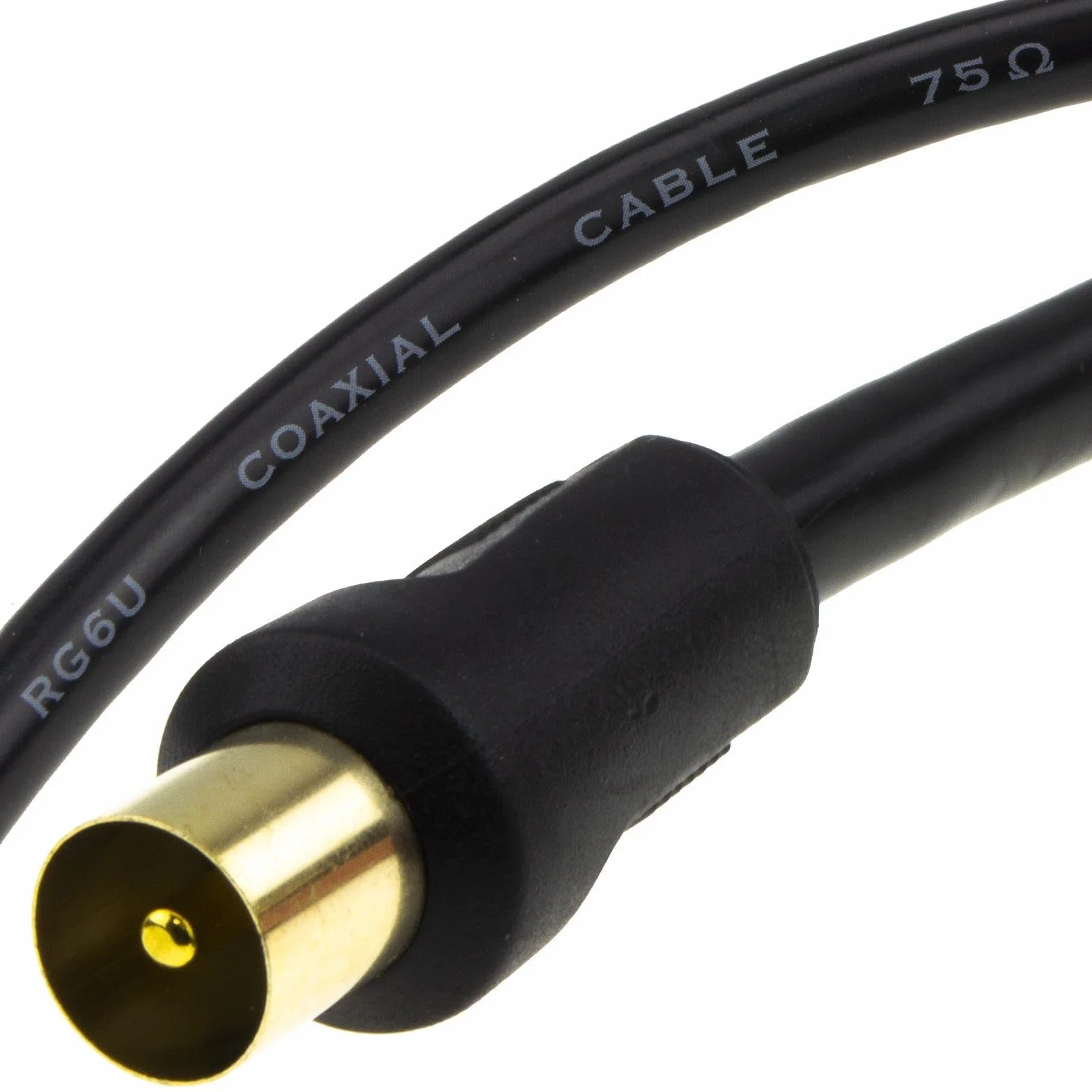 kenable Kabel Antenowy RF Coaxial RG6 Wtyk na Wtyk Złącza Pozłacane Ekranowany 1,5 m [1.5 metra/1.5m] Czarny