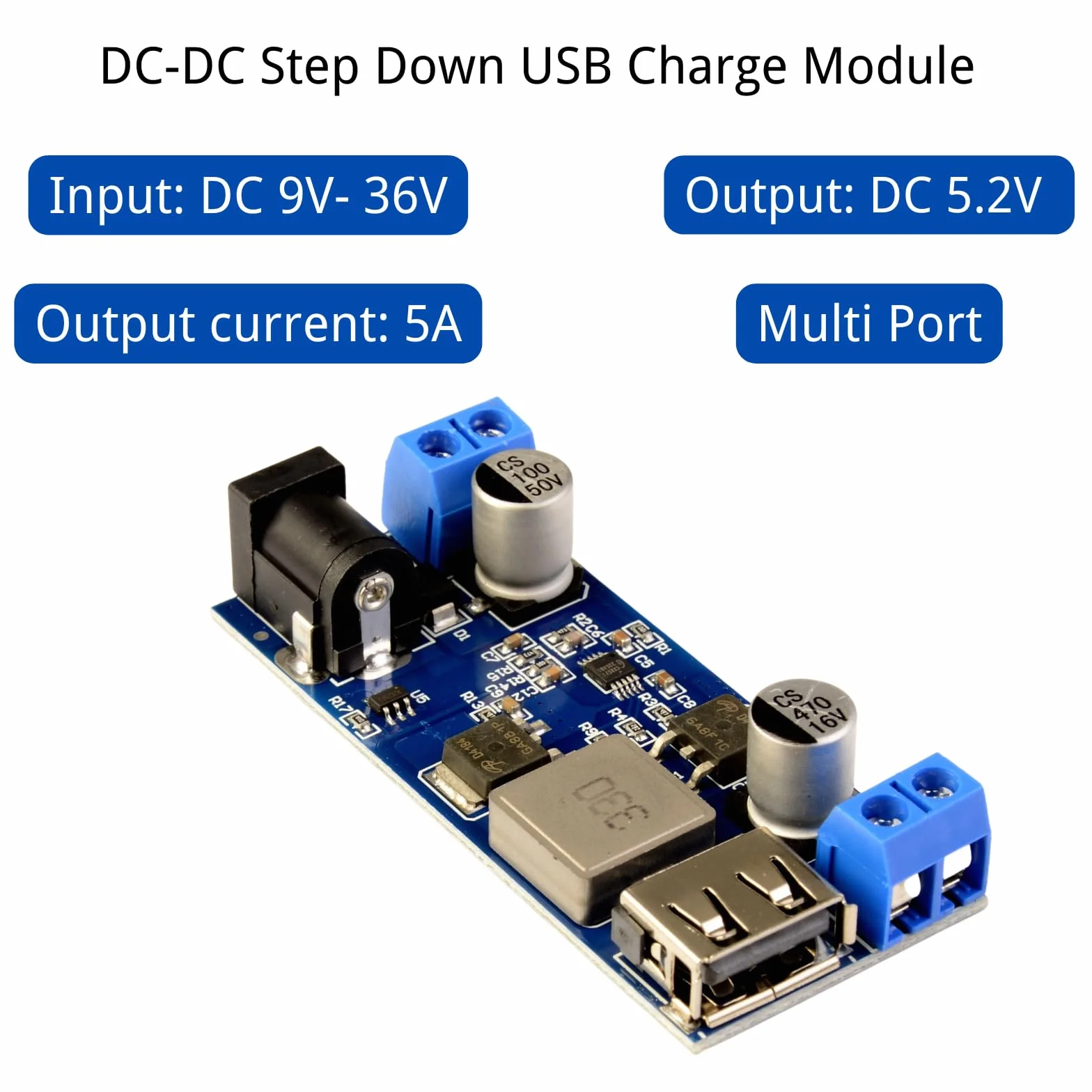 DC-DC Step Down Converter 9-36 V do 5 V 5 A przetwornica napięcia Buck Converter z USB Dual Output zasilacz sieciowy Power Module do szybkiego ładowania telefonu (2 sztuki)
