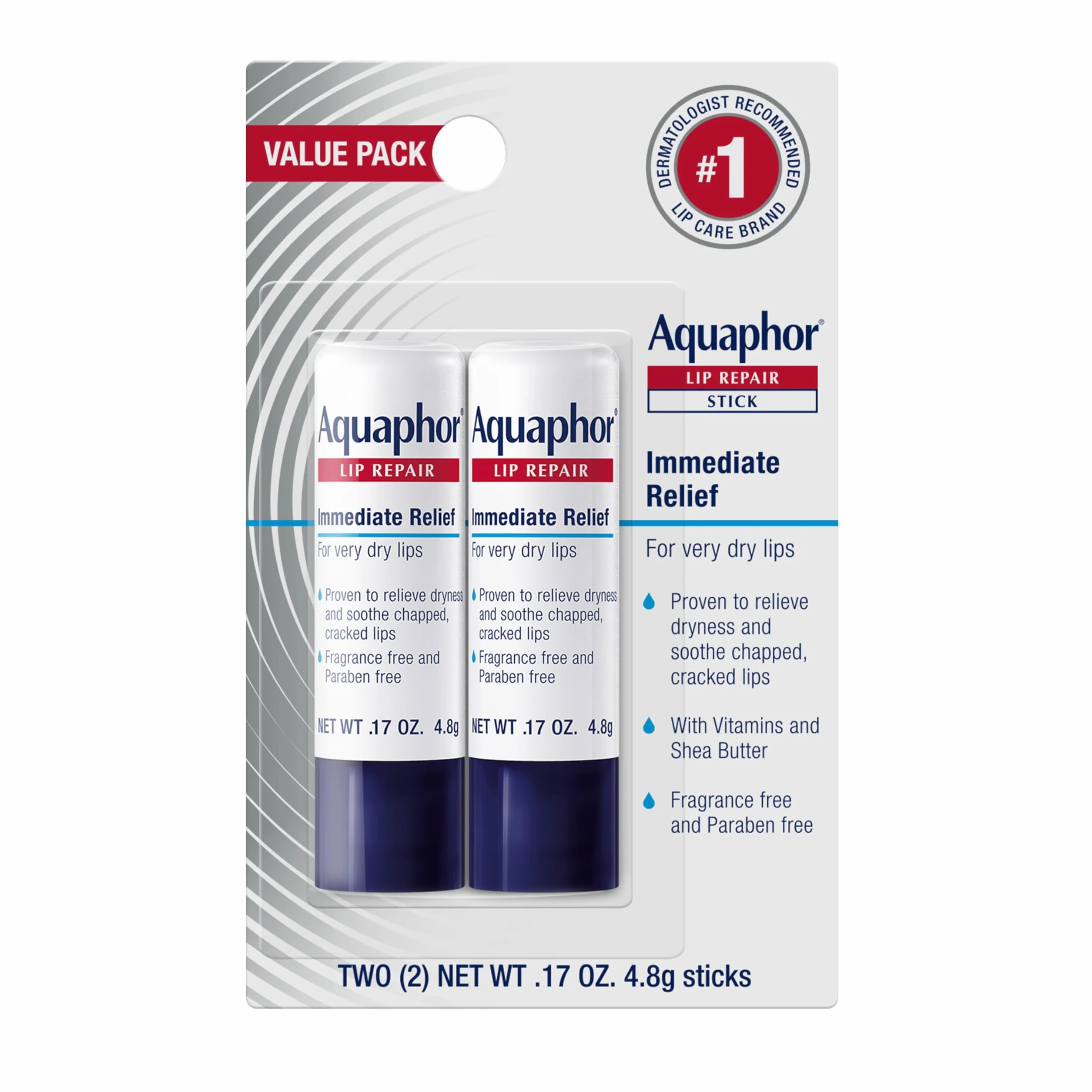 Aquaphor Lip Repair Stick – łagodzi suche, spierzchnięte usta – 2 pałeczki