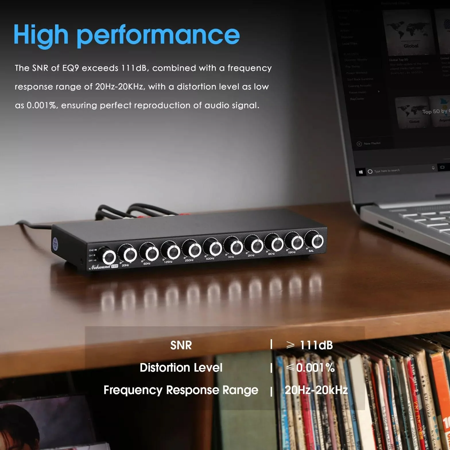 Nobsound HiFi 9-pasmowy Stereo EQ przedwzmacniacz analogowy equalizer, procesor audio do domu/samochodu (EQ9)