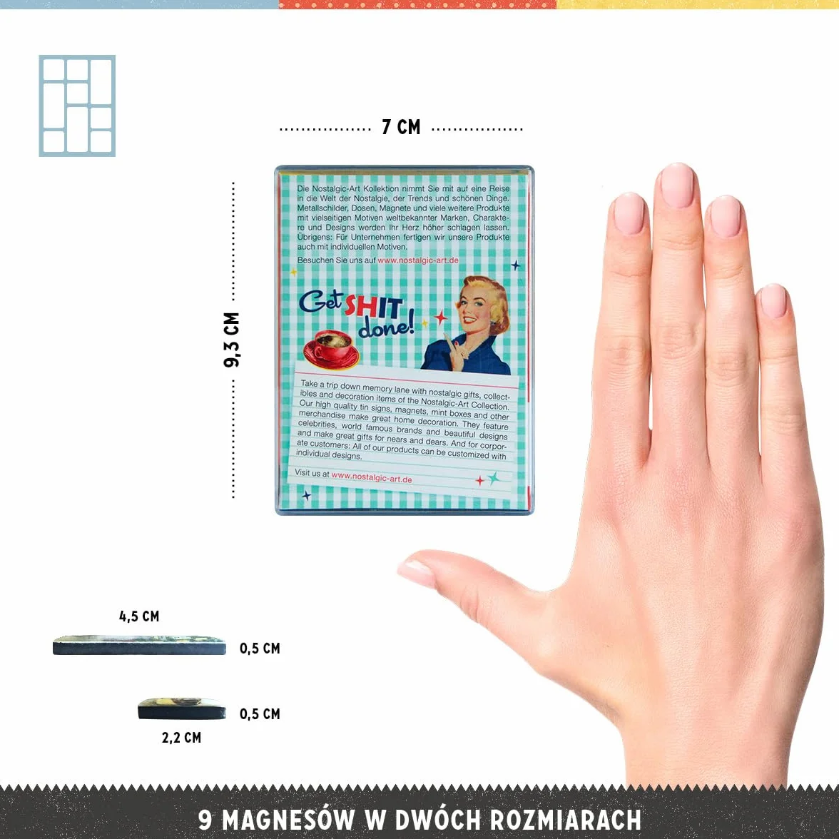 Nostalgic-Art Retro magnesy na lodówkę 9 sztuk zestaw styl vintage