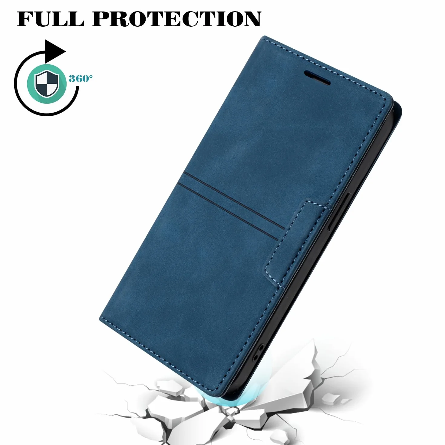 Etui z Klapką dla Google Pixel 8 Pro, etui z klapką stojak magnetyczne zamknięcie etui na telefon z [przegródkami na karty] i [podpórką] do Google 8 Pro (Niebieski)