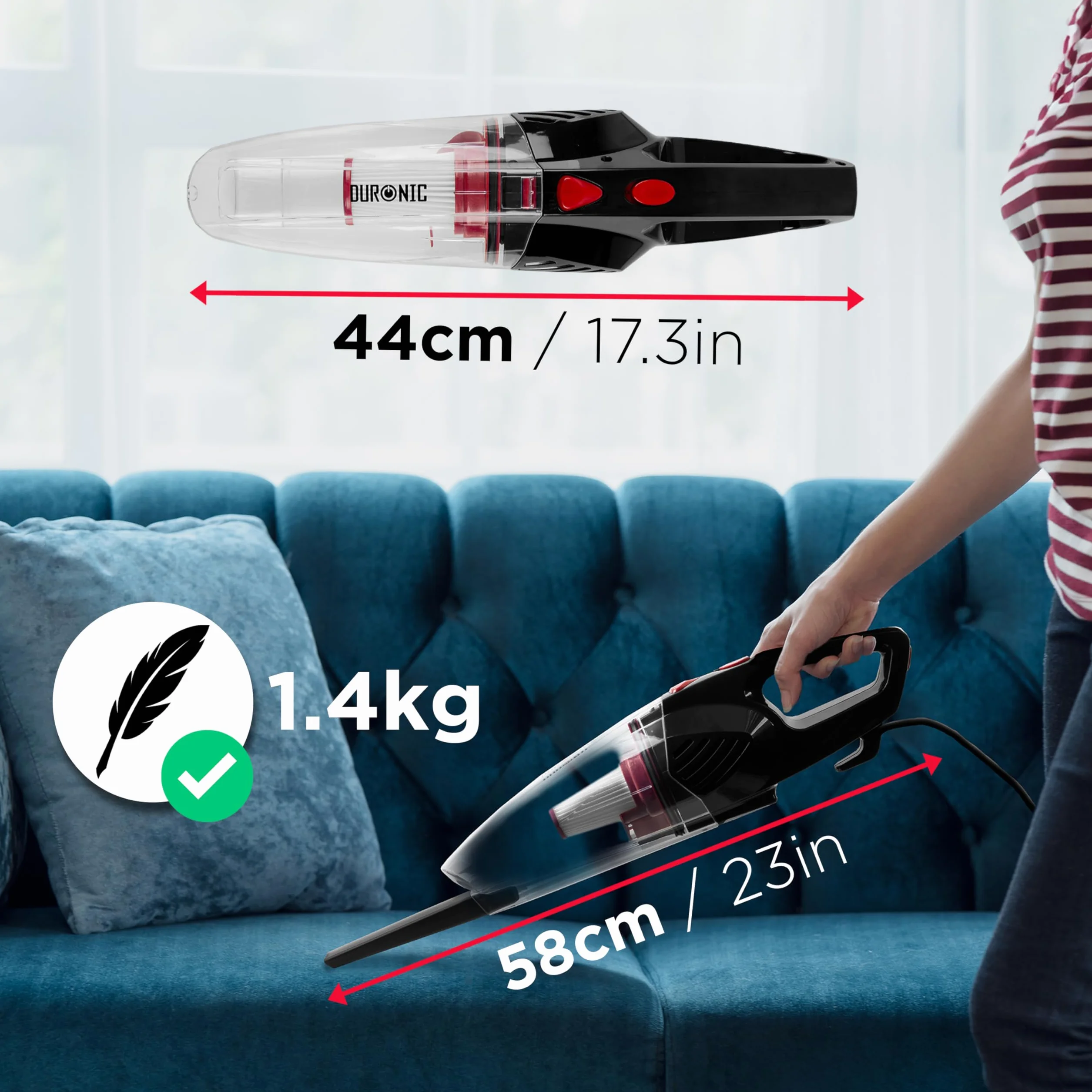 Duronic VC8 BK Odkurzacz pionowy 2w1 800W klasa A cyklonowy bezworkowy HEPA