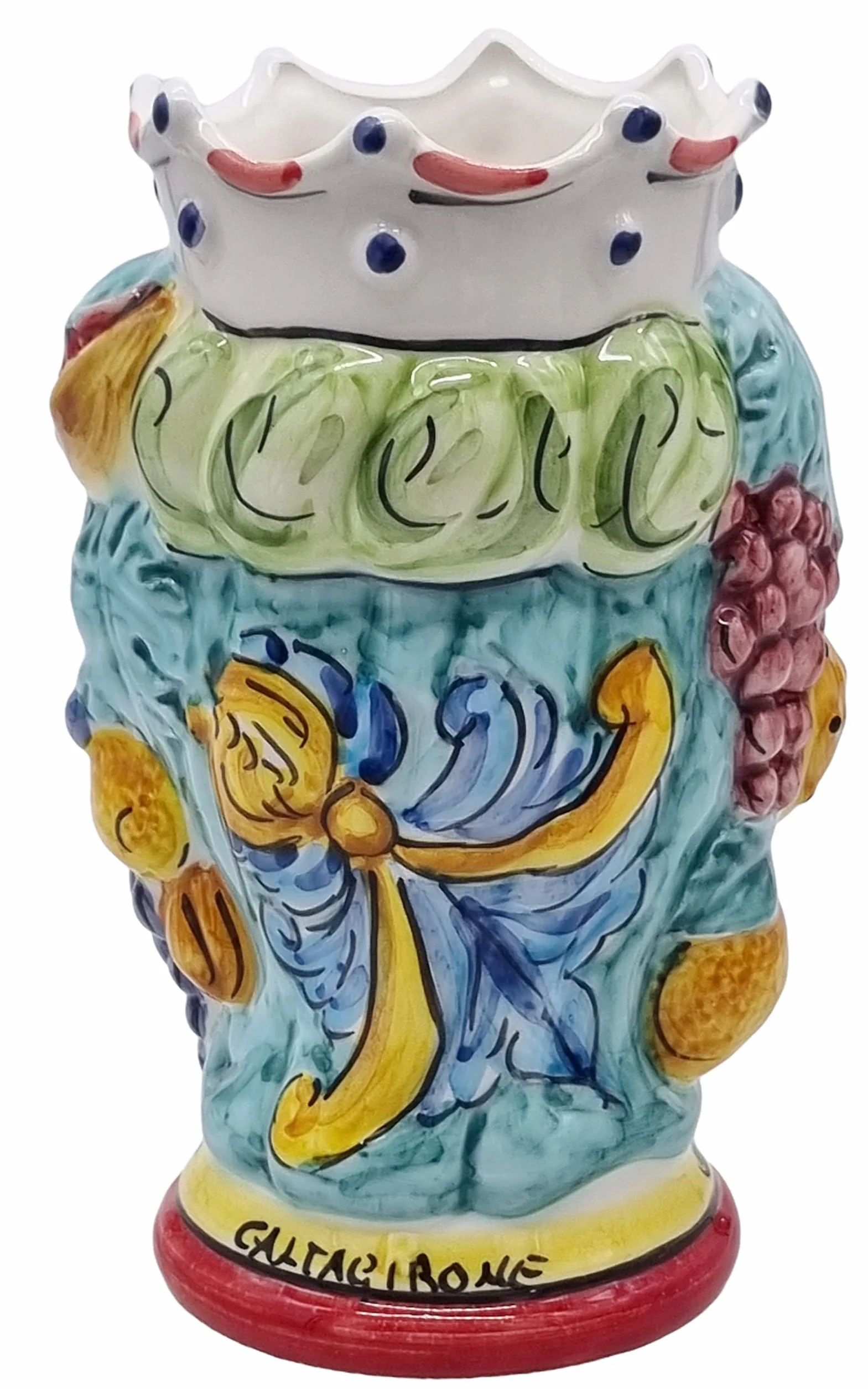 Sycylijskie ceramiczne główki mour z CALTAGIRONE 18 cm Kobieta Czerwona Korona