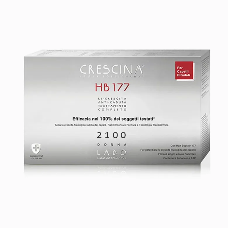 Crescina Transdermic Follicular Islands HB 177 i środek zapobiegający wypadaniu włosów Complete Hair Booster 2100 dla kobiet 20 + 20 fiolek