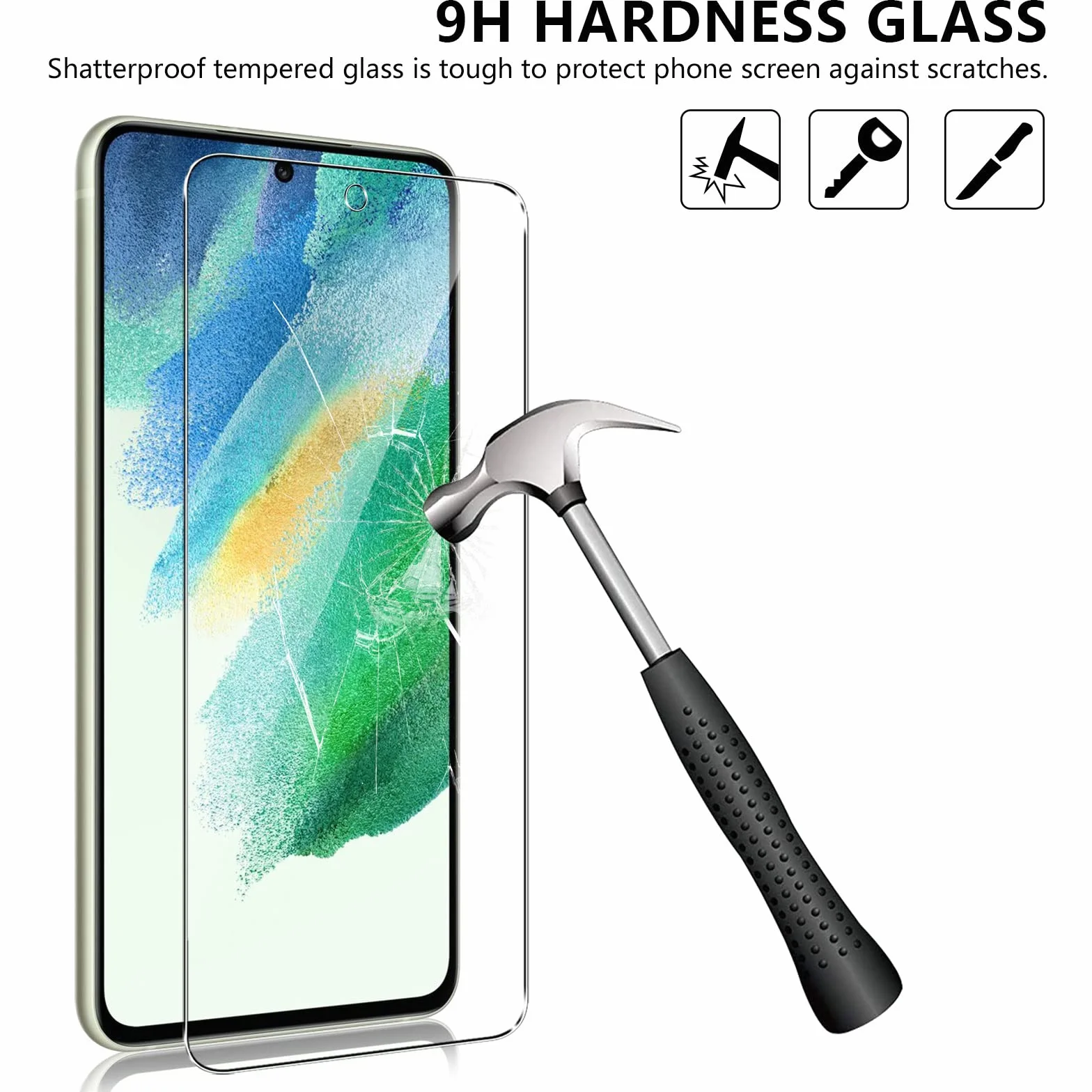 Pnakqil 2 sztuki szkła hartowanego do Samsung Galaxy S21 FE 5G, 6,4 cala, 2 sztuki, folia ochronna na ekran 9H, twardość, odporność na zarysowania, bez pęcherzyków powietrza, łatwa instalacja, 0,33