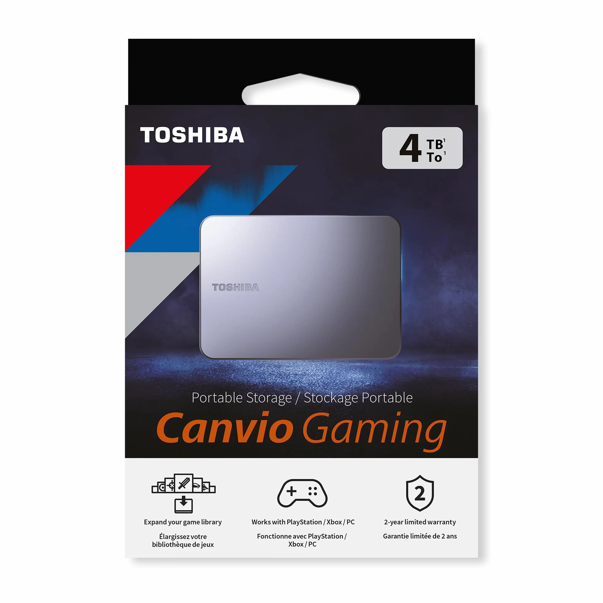 Toshiba Canvio Gaming przenośny zewnętrzny dysk twardy 4 TB, USB 3.2, do Play Station i Xbox, czarny (HDTX240EK3CA)
