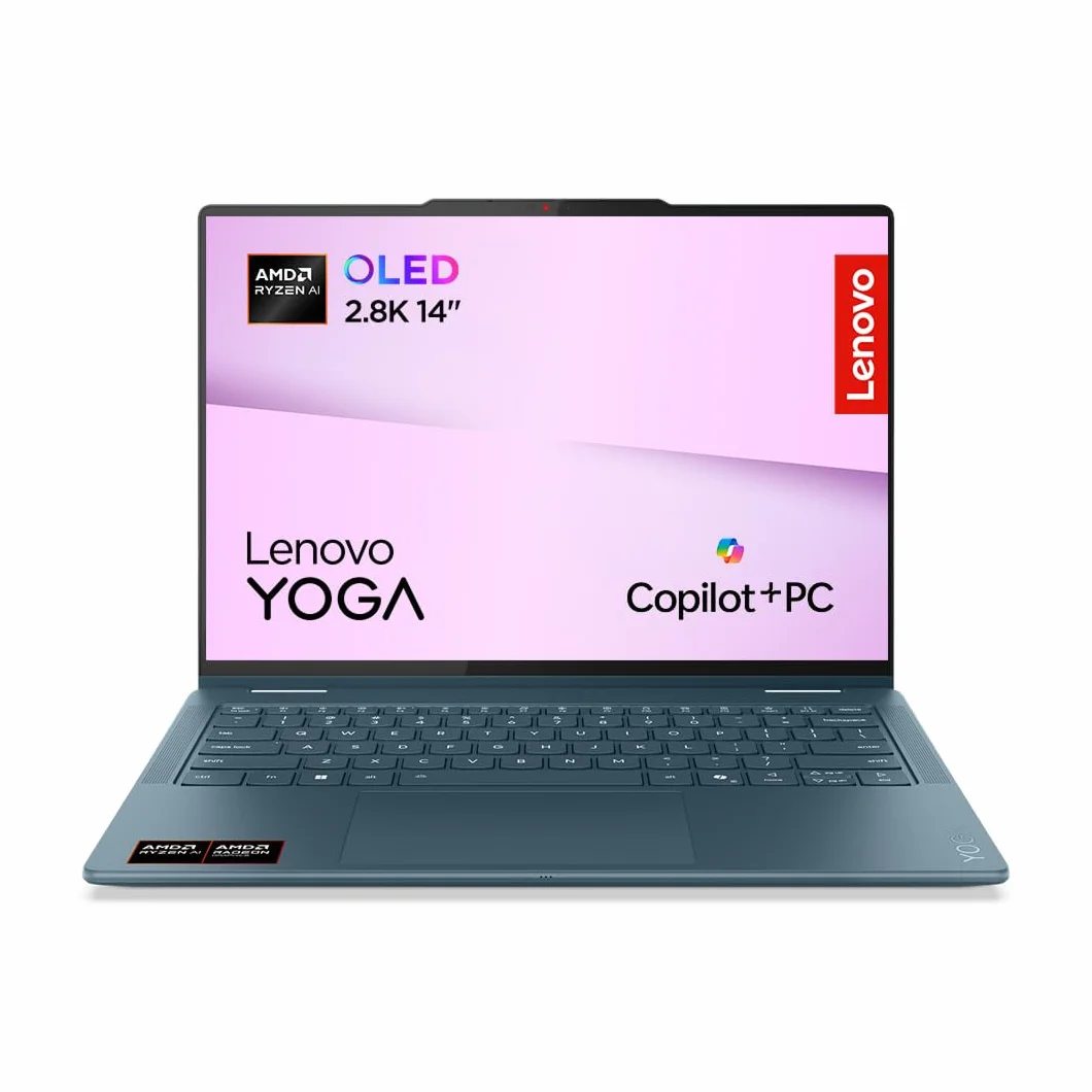 Lenovo Yoga 7 2-in-1 14AKP10 - OLED 2 w 1 laptop AI 2 w 1 (AMD Ryzen AI 5 340, 16 GB RAM, SSD 512 GB, AMD Radeon 840M Graphics, Windows 11 Home) AZERTY podświetlana klawiatura - Tidal Teal