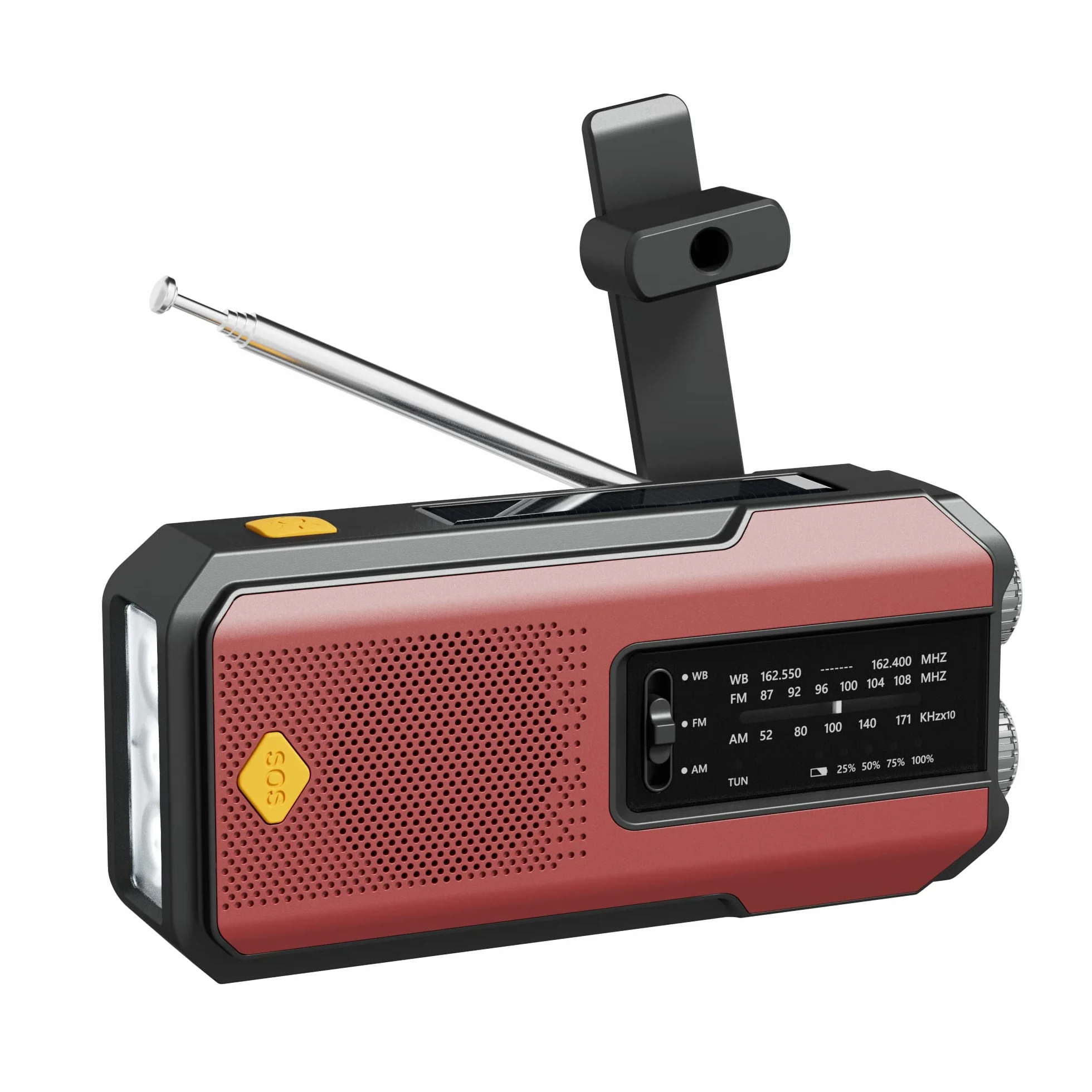 Radio słoneczne pogoda z AM FM NOAA, Przenośny generator energii radia awaryjnego korby 2000mAh, Survival Hurricance Gear 3 Latarka LED, ładowarka do telefonu USB do Camping