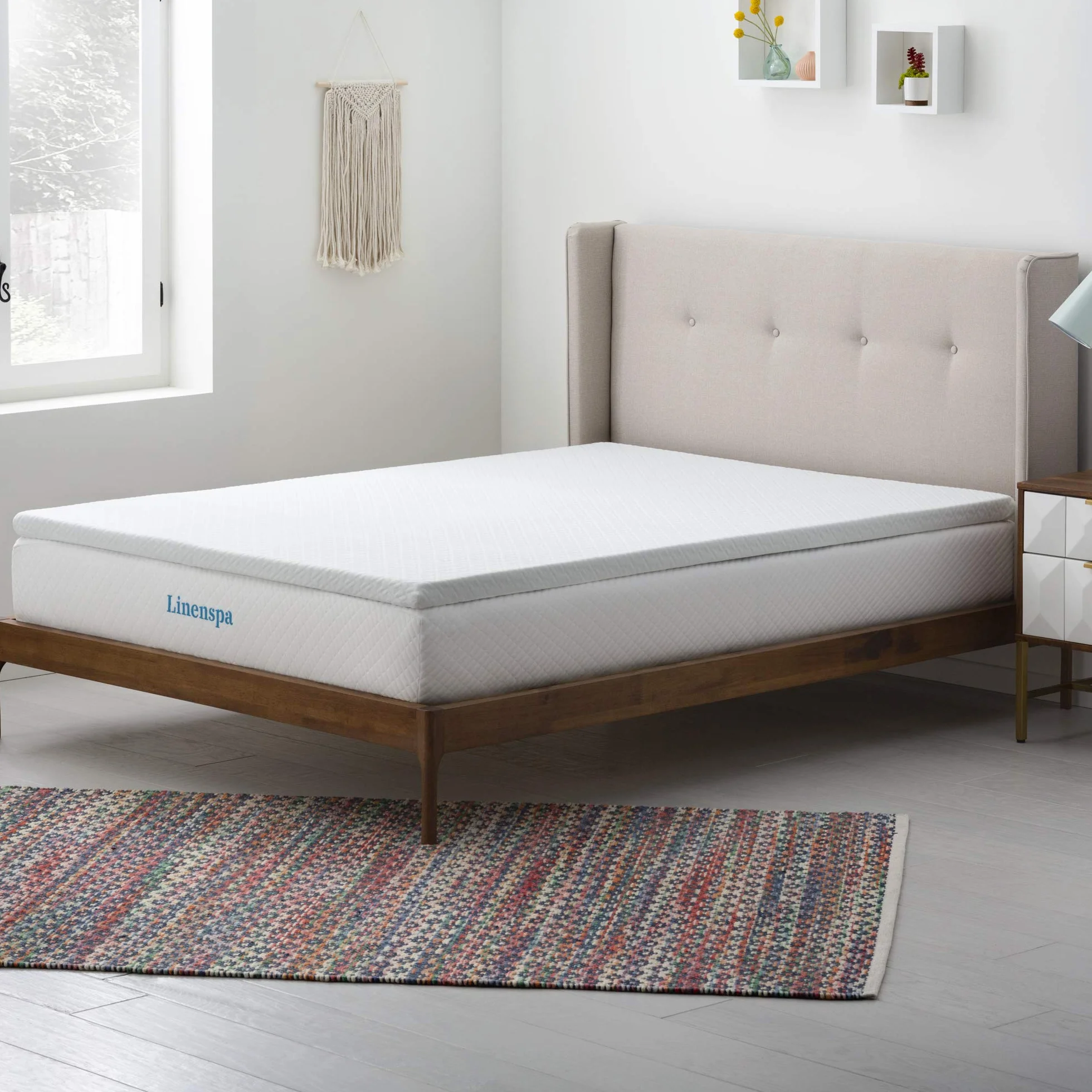 Linenspa Materac wierzchni 120 x 190 cm, wysokość 5 cm – nakładka na materac z pianki żelowej z pamięcią kształtu i poszewką z zamkiem błyskawicznym nadającą się do prania – Öko-Tex