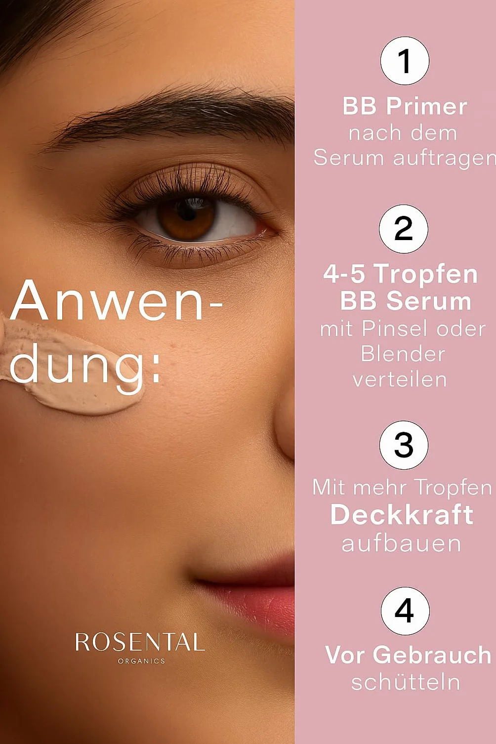 ROSENTAL ORGANICS BB Serum (30ml) - 2-w-1 Makijaż & Pielęgnacja Skóry Skwalan, Aloe Vera & Żeń-szeń - Tonowane Serum do Twarzy - Nawilżająca Pielęgnacja Twarzy - Nowa Formuła (Średnia)