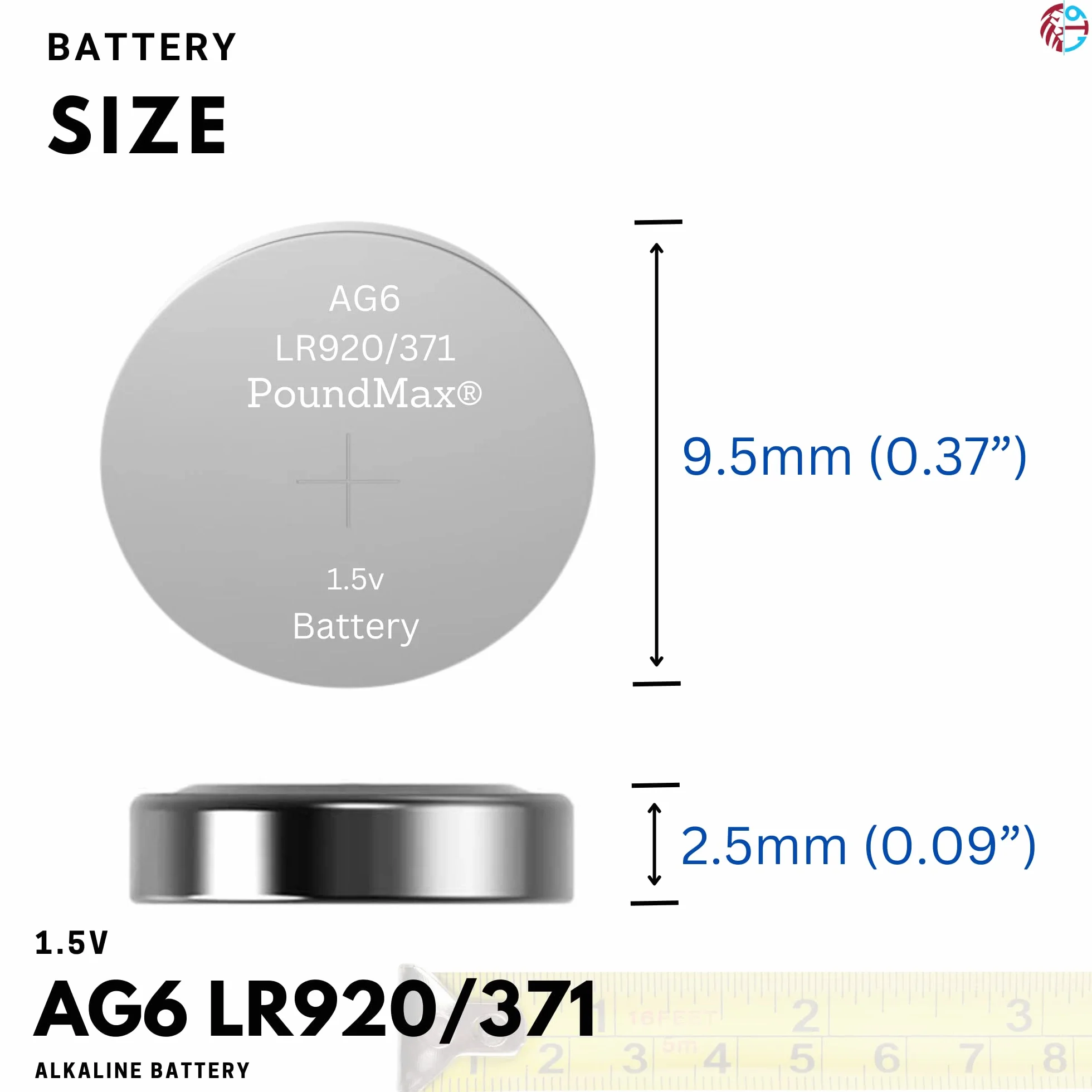 10 x AG6 370 371 LR921 LR69 SR920SW LR920 1,5 V PoundMax alkaliczna bateria guzikowa