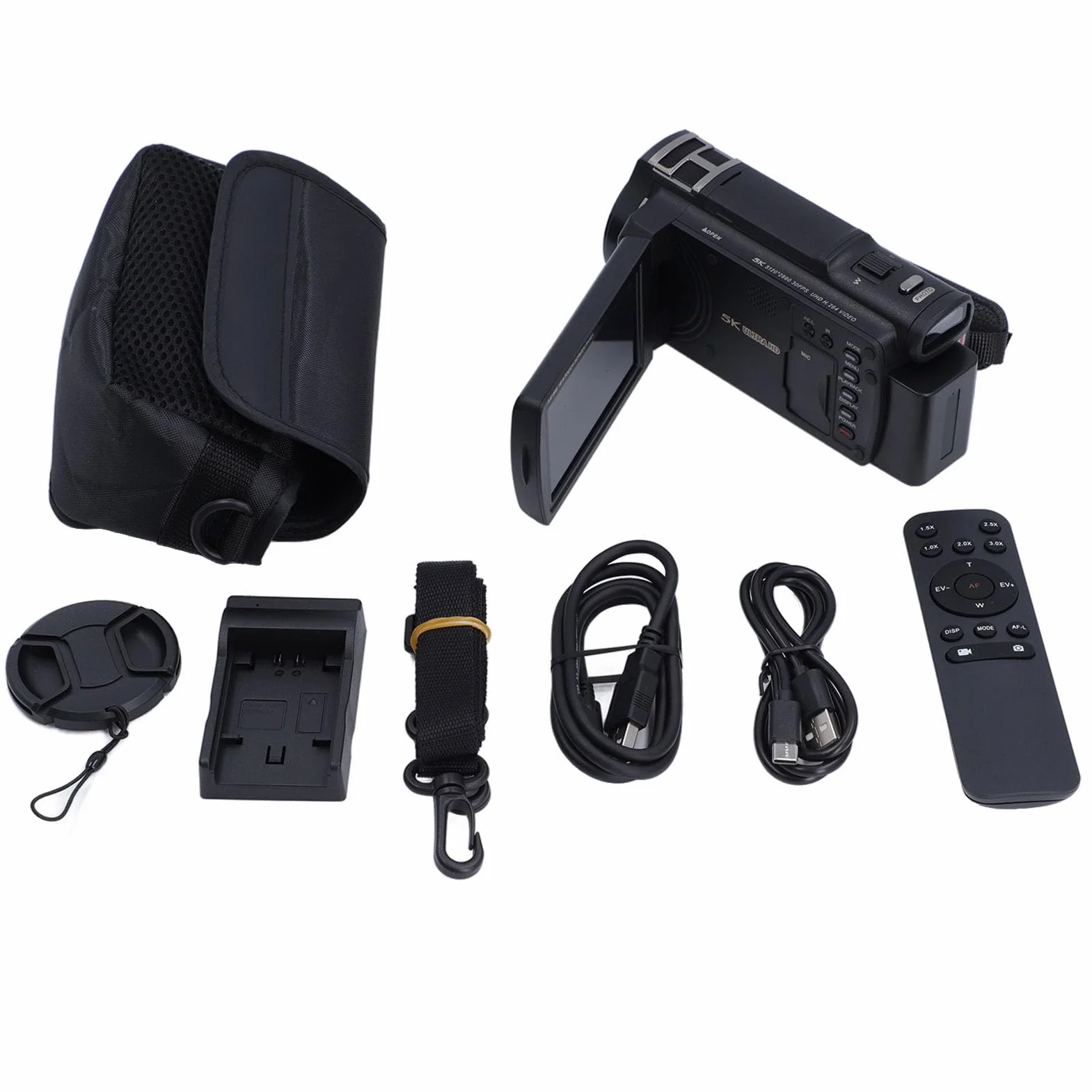 Kamera Wideo 5K, 12X Optica, Inteligentny Zoom 40X, Kamera do Vlogowania, 48 MP, 30 Kl./s z automatyczną regulacją Ostrości i 3,5-calowym Mikrofonem IPS z Ekranem Dotykowym do