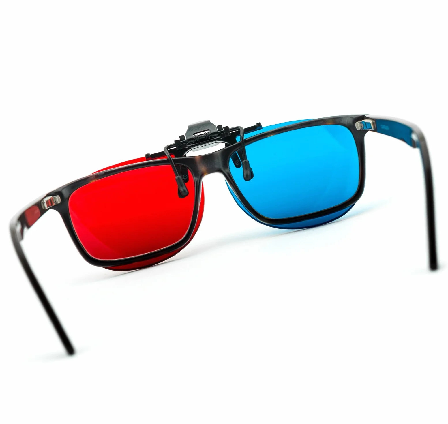 Okulary 3D Clip-On czerwone/niebieskie (okulary anaglifowe 3D) dla osób noszących okulary, telewizor, gry komputerowe itp.