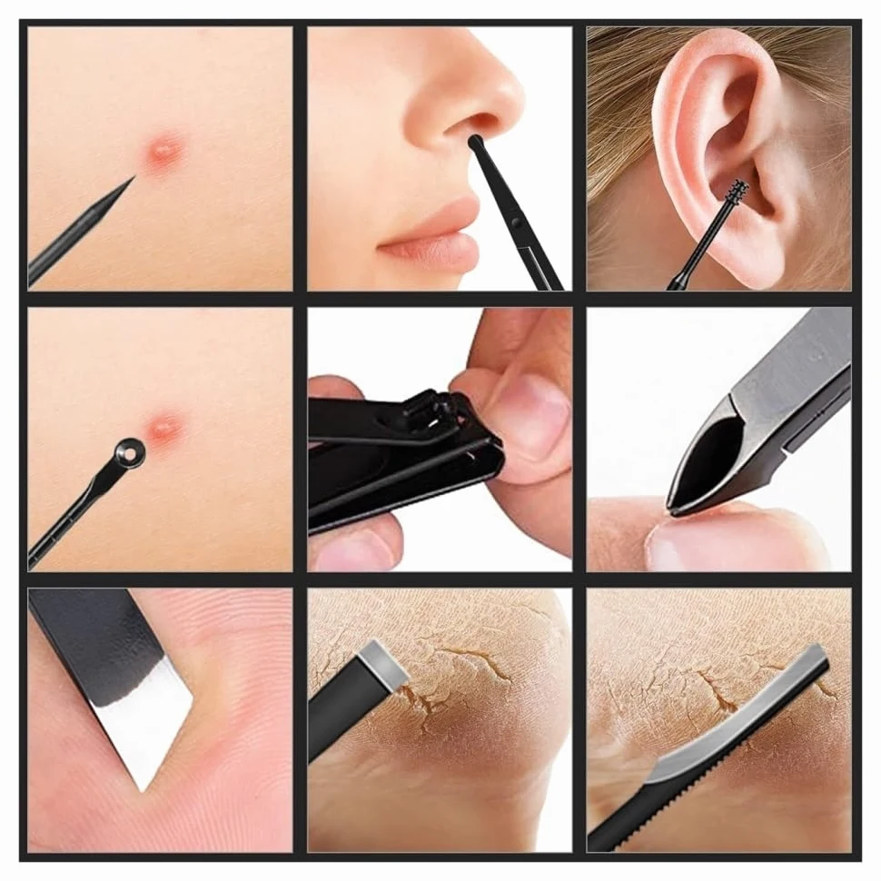 Zestaw obcinaczy do paznokci, zestaw obcinaczy do paznokci ze stali nierdzewnej, 15 szt., zestaw do pedicure, do podróży, dla stóp, obcinacza do paznokci i obcinacza do paznokci (żółty)